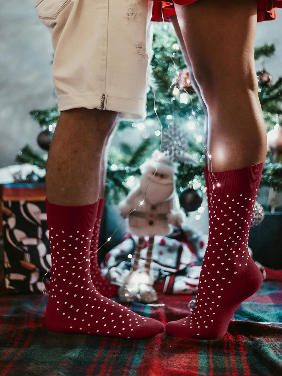 Socks For Men Groomsmen Gifts For Men Dot Christmas Dress Socks Wedding 9-13 100% cotton Casual Crew Socks - Image 7