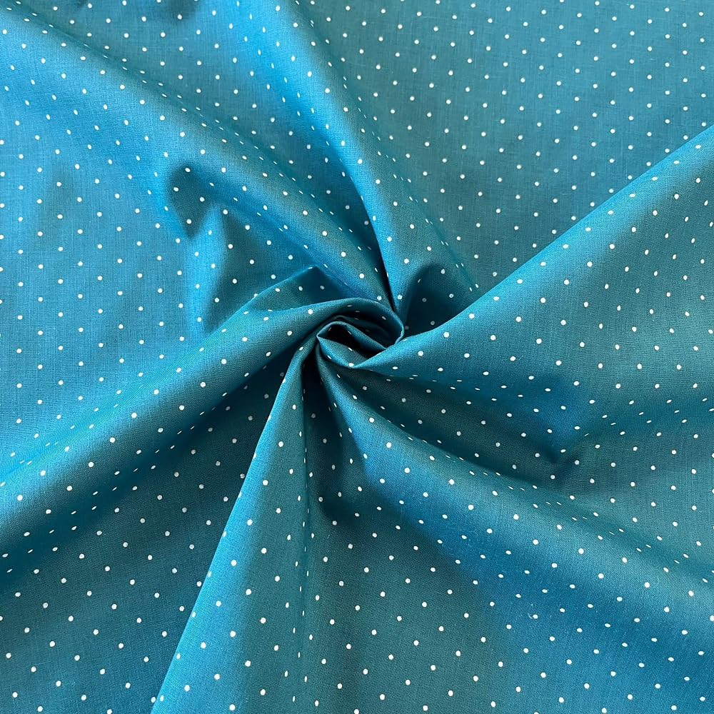 Polycotton Print - Pin Spot - 44” Wide 112cm (Per Metre) (Teal)