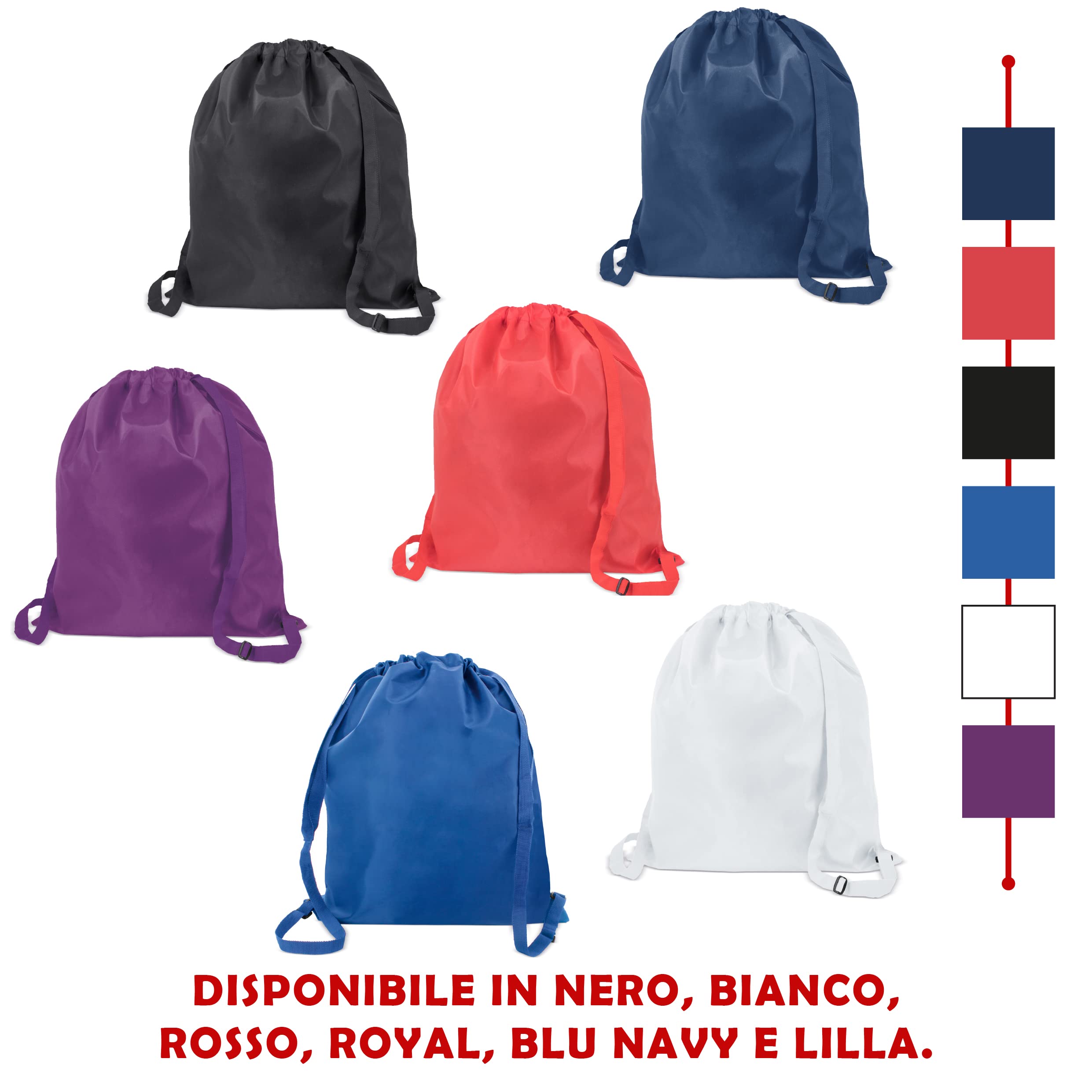 50 Sacchi Borsa Zaino XL Blu Non Stampato cm 44x50