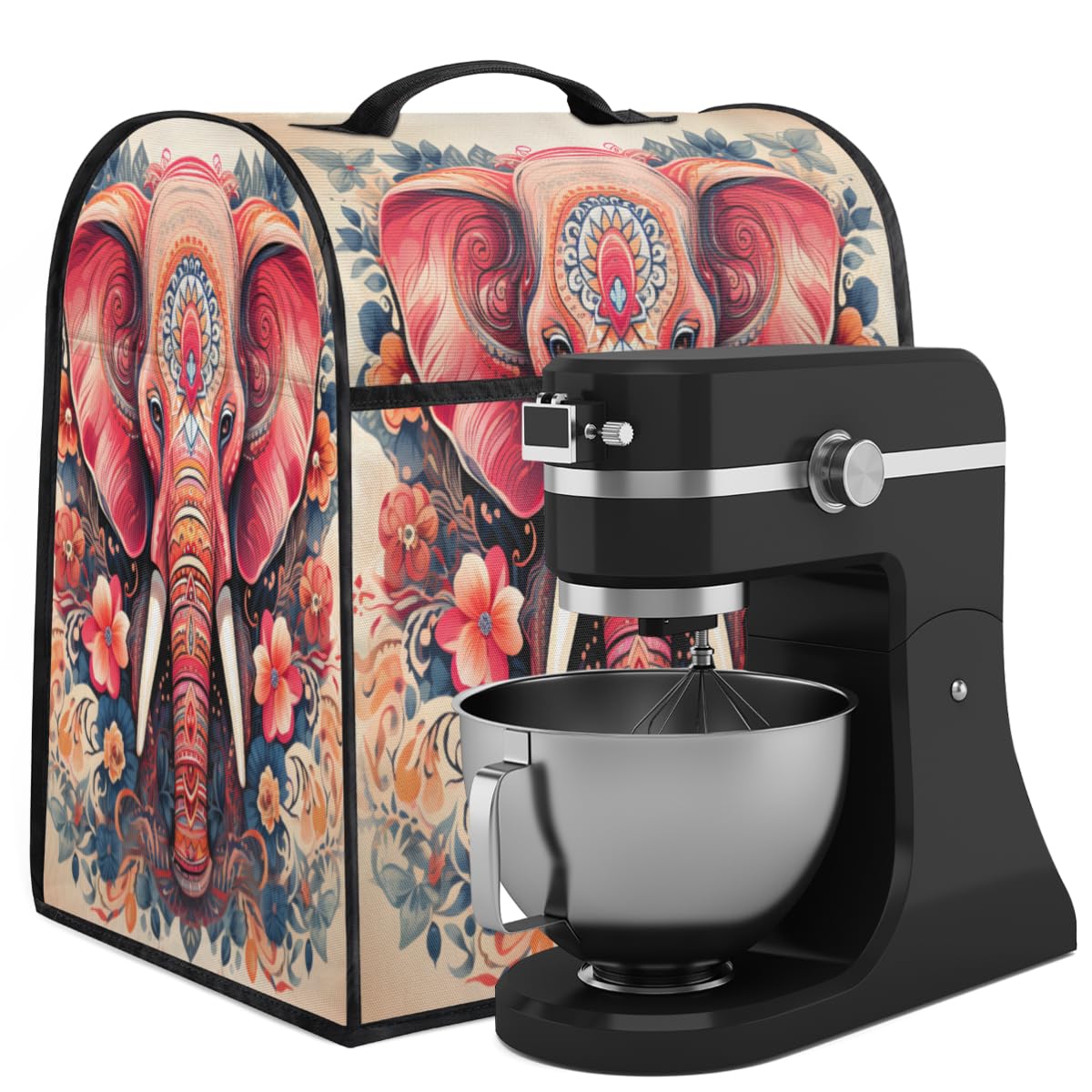 Coffee Maker Cover Ethnic Elephant Kitchen Appliance Covers Small Appliance Covers Blender Cover Juicer Cover Dust Covers for Kitchen Appliances with Top Handle and Pockets,Washable,C78
