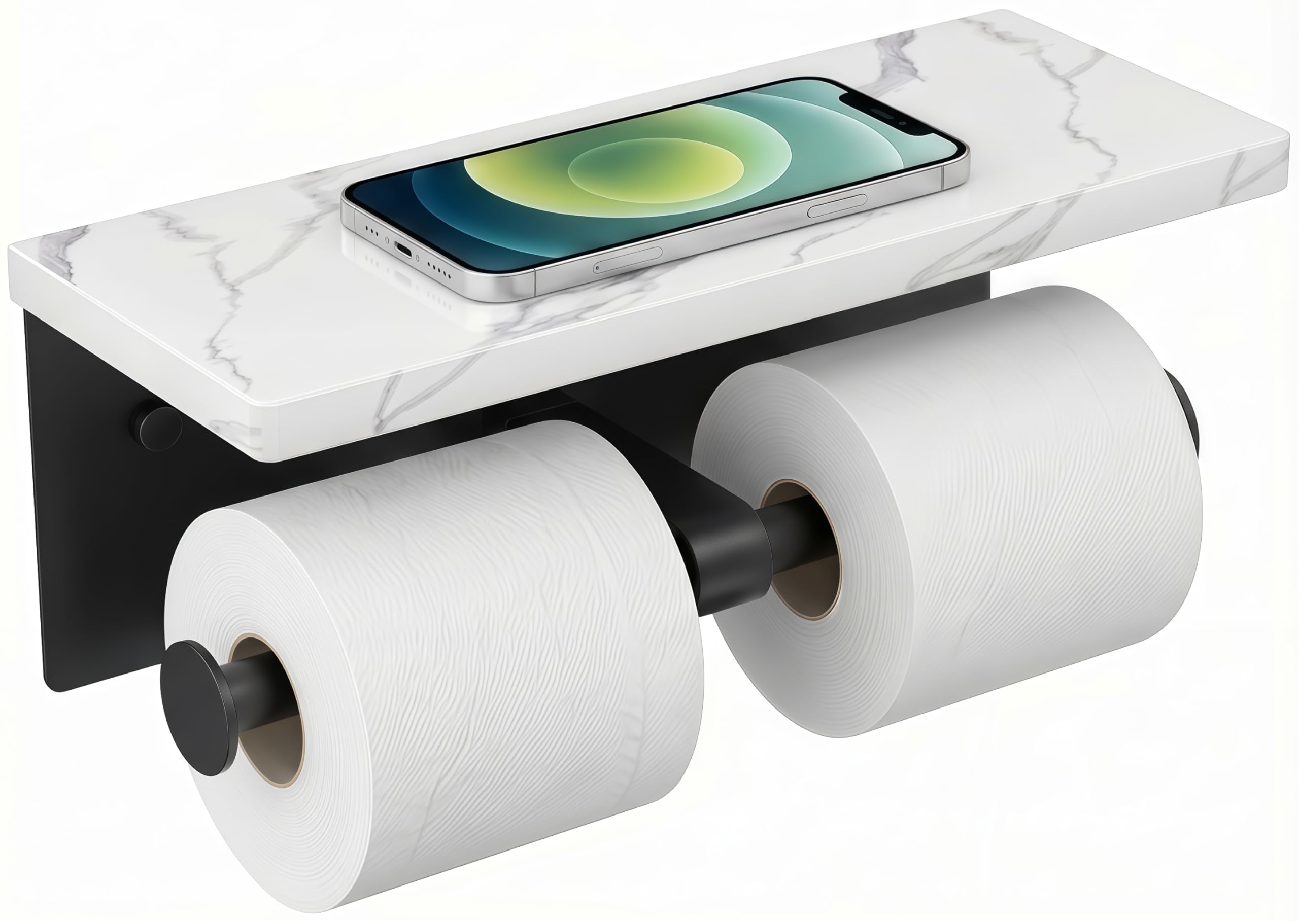 FORIOUS Toilet Paper Holder with Shelf, Natural Marble, Commercial — Amazon image 13
