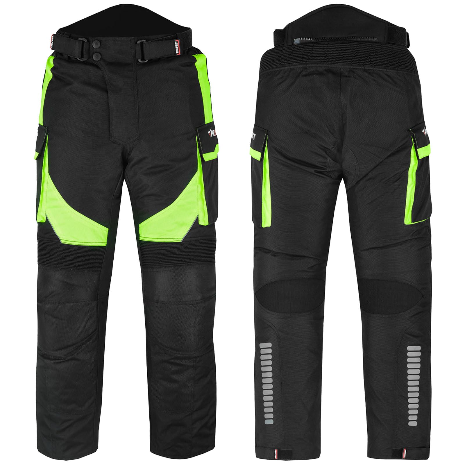 Inflori Men's Motorcycle Waterproof Textile Cordura Trousers CE Approved Protections Riding Motorbike Protective Trouser Pant (UK, Waist & Inseam, 32, 32, Green)