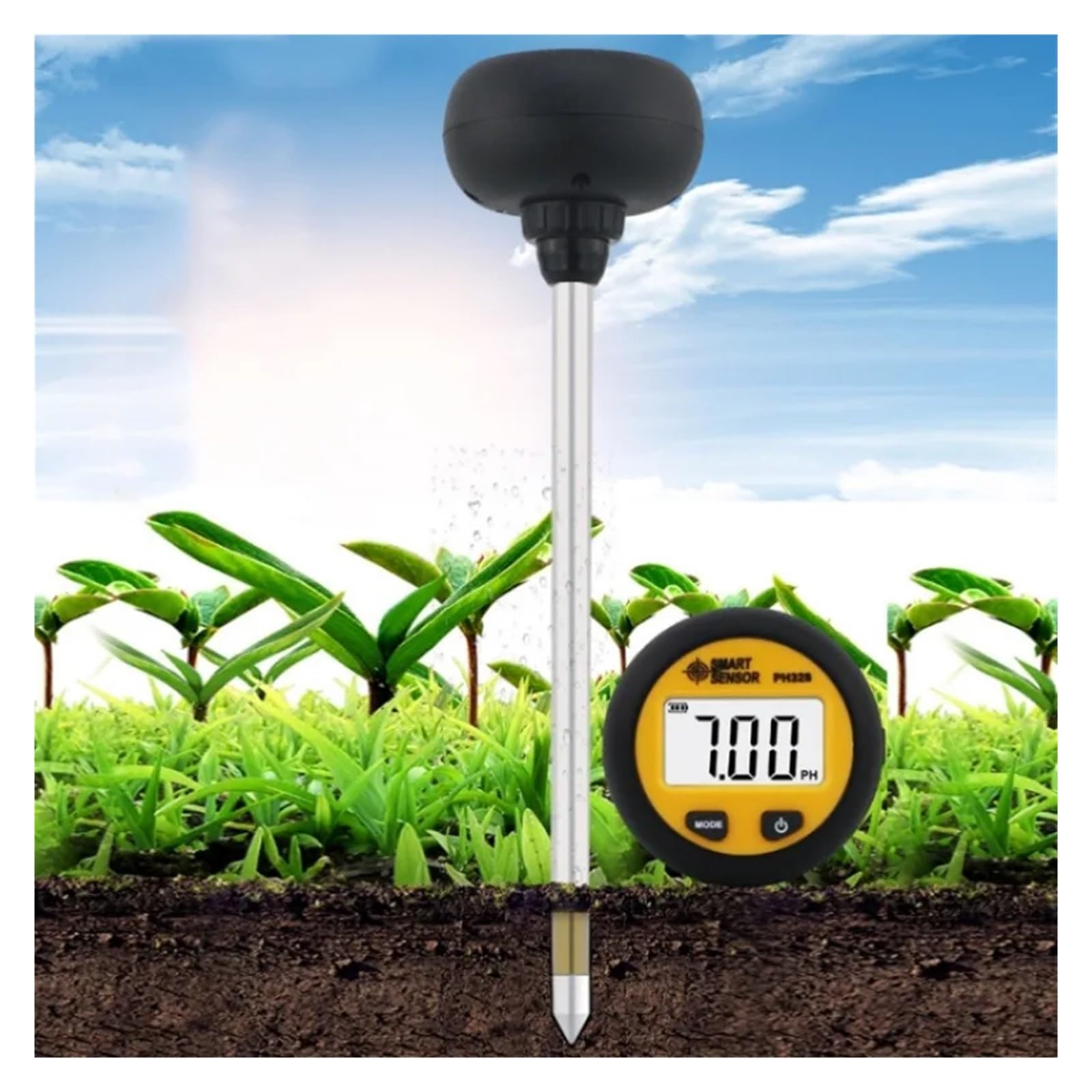 Probador De Suelo con Retroiluminación Digital PH328, 3 En 1, PH/Humedad/Temperatura, Sonda De Prueba De PH del Suelo Portátil, Medidor De Temperatura Y Humedad
