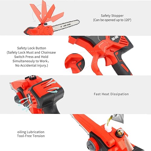 Miniatura 2 de jar-owl Mini motosierra, mini motosierra portátil inalámbrica, motosierra de mano para ramas de árbol, patio, hogar y jardín (2 baterías de 21 V