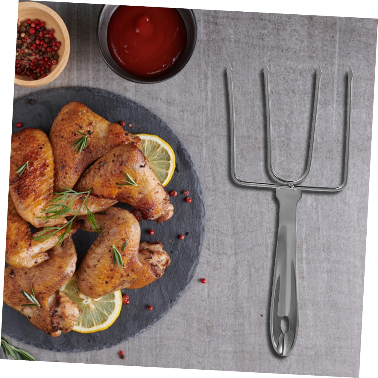 Mikinona 2pezzi Forchette Per Arrosto Acciaio Inossidabile Per Grigliate Di Pollame e Tacchino Strumenti Per Bbq Resistente Alle Alte Temperature Facile Da Pulire e Trasportare