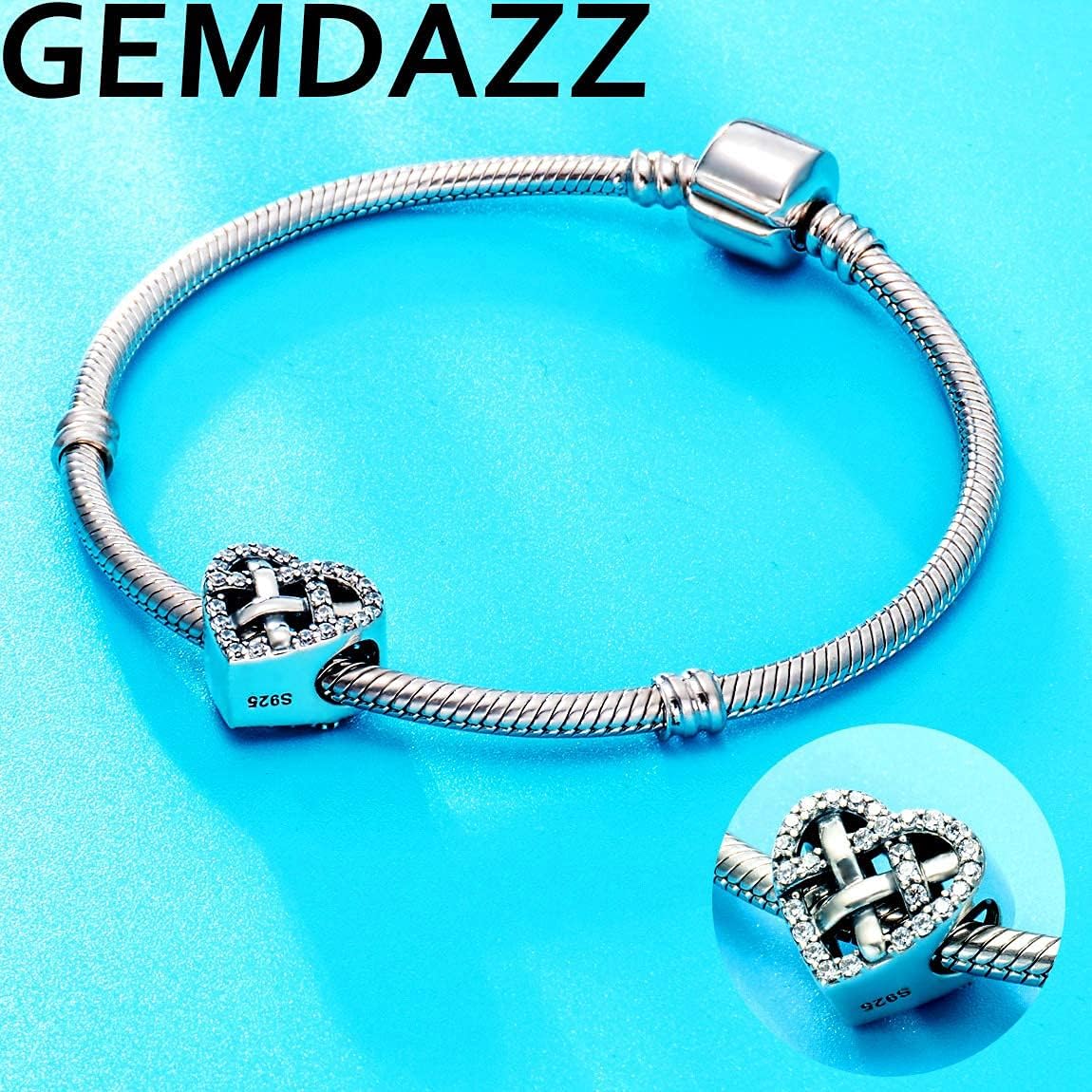 GEMDAZZ 925 Sterling Silver Valentines Day Charms Heart Charms, I Love You to The Moon and Back Pendant, Cupid Arrow and 4 Leaf Clover Beads fit European Bracelets, Gift for Lover/Wife/Girls - Image 7