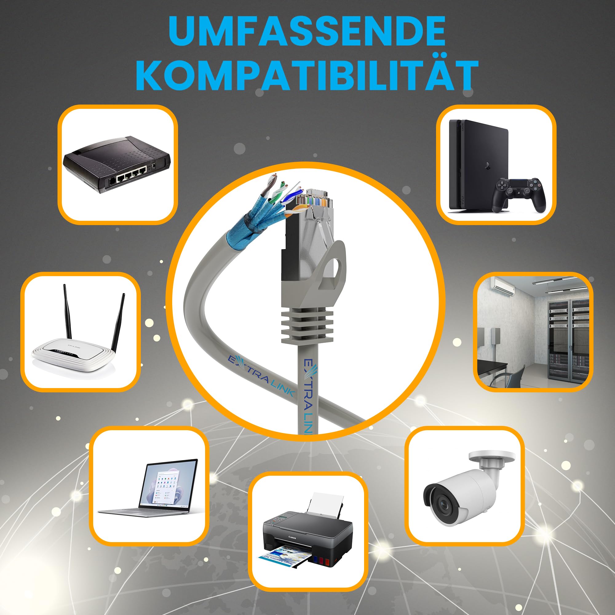 EXTRALINK CAT 6A FFTP F/FTP Indoor Ethernet Kabel 500 Meter LSZH Intern Twisted Pair Internet LAN Verlegekabel AWG24 CCA UTP RJ45 Kupfer Installationskabel