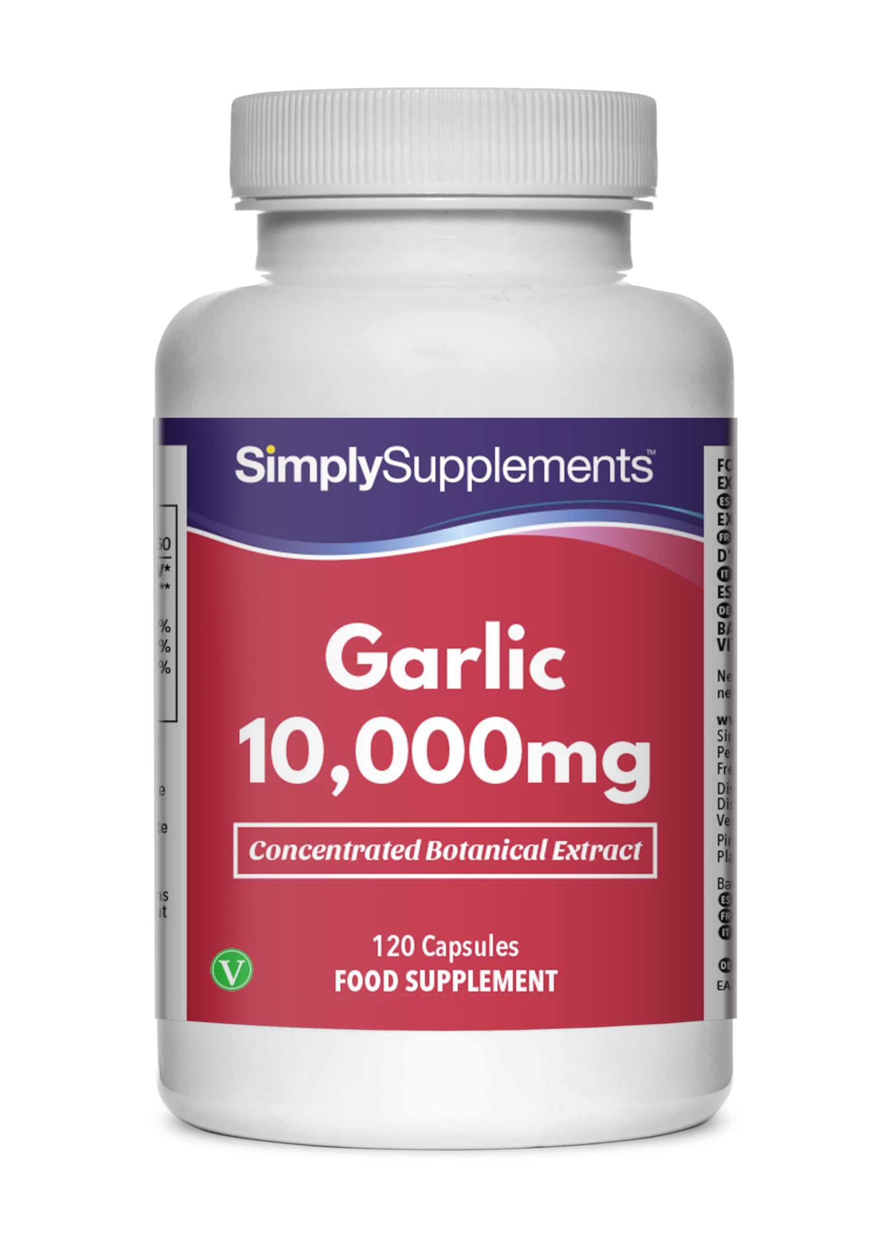 Garlic Capsules 10,000mg | Vegan & Vegetarian Friendly | 120 Capsules = 4 Months' Supply | High Strength Odourless Garlic Supplement for Healthy Heart & Circulation | Manufactured in The UK