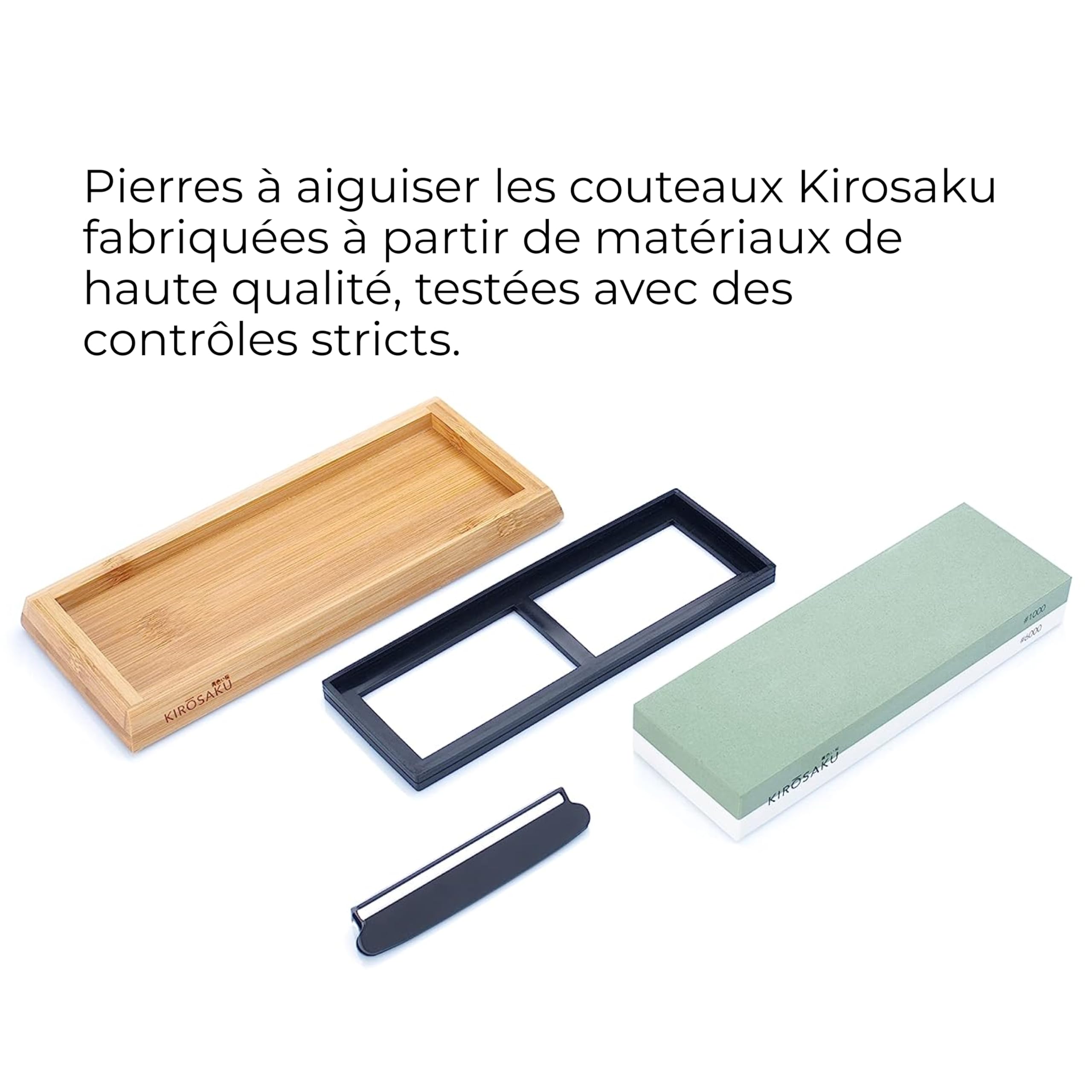 Pierre à aiguiser Premium 1000/6000 - utile et support en silicone antidérapant - Idéal pour les couteaux de cuisine dans une élégante boîte de rangement