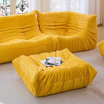 N&V Ottoman for Fireside Chair and Sofa, Soft Premium Corduroy Ottoman, Foam Ottoman for Accent Chair, Living Room Bedroom (Forest Grey)