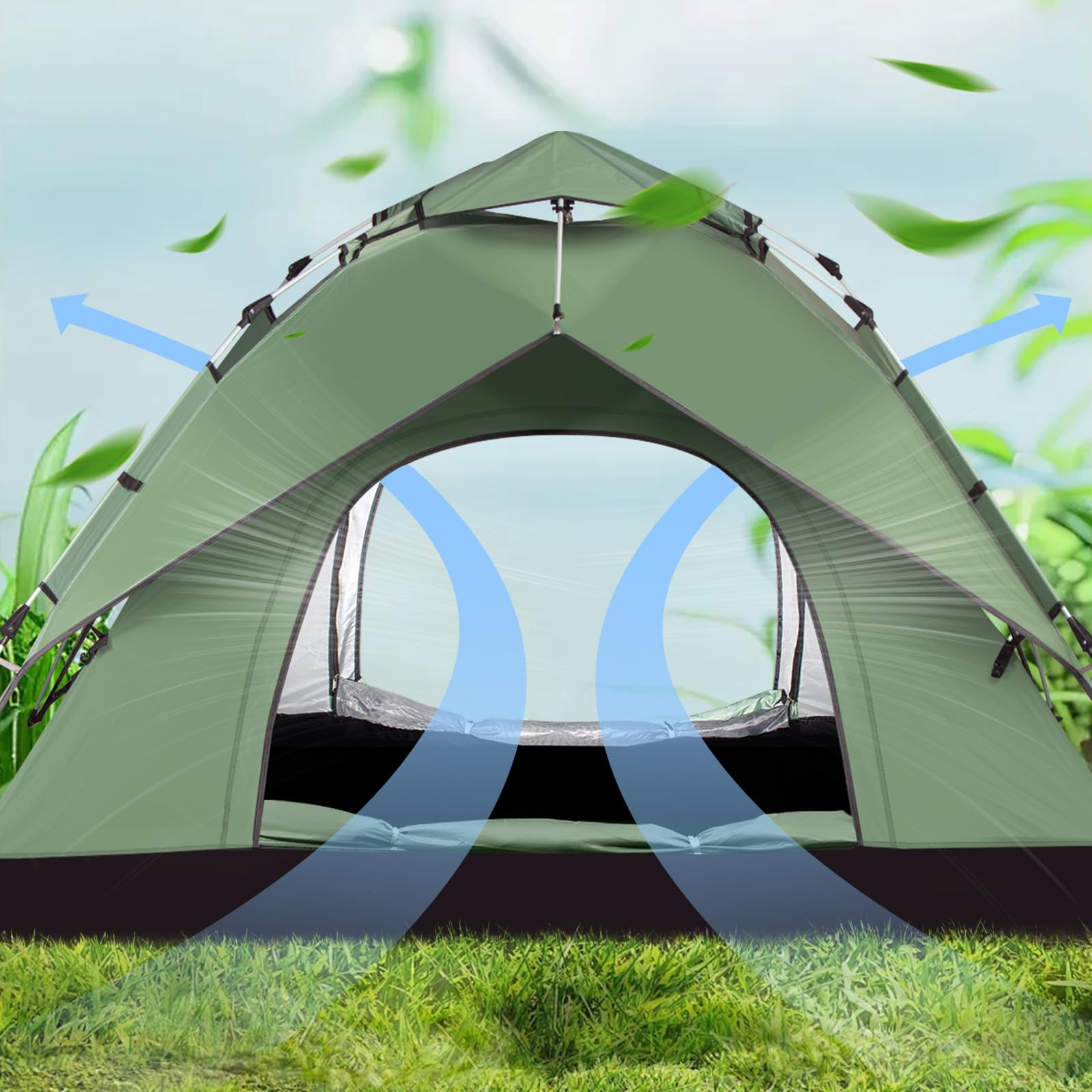 Quechua Easy 3 Pop-up tent in 2 seconden (donkergroen (New Green