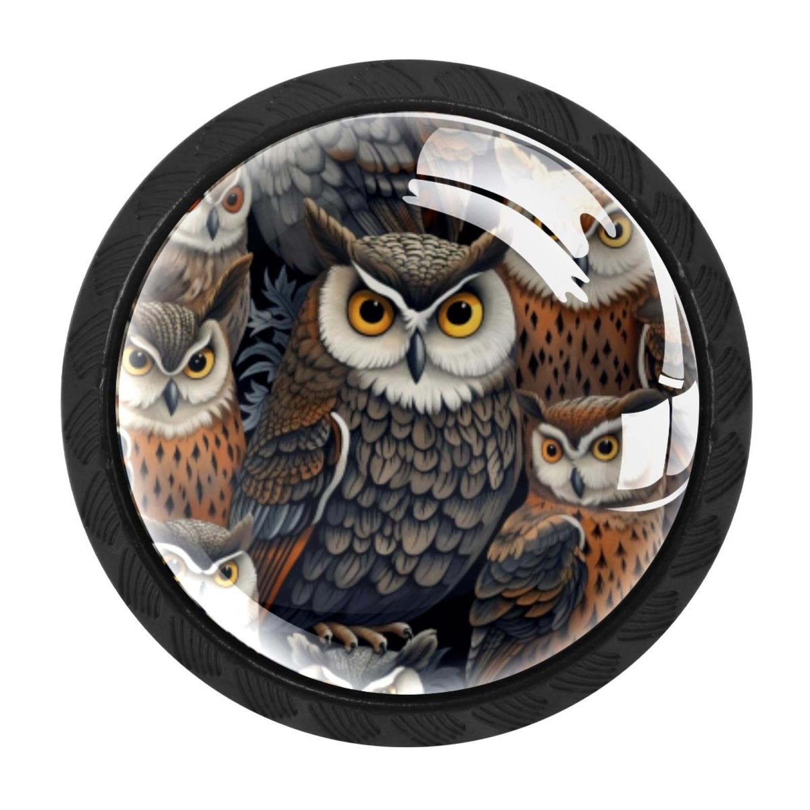 CHENZZZZ Owl Colorful Drawer Pulls 4 Pcs Handle Glass Door Cabinet Knobs Home Office Kitchen Wardrobe Cupboard Hardware for Dresser Drawers