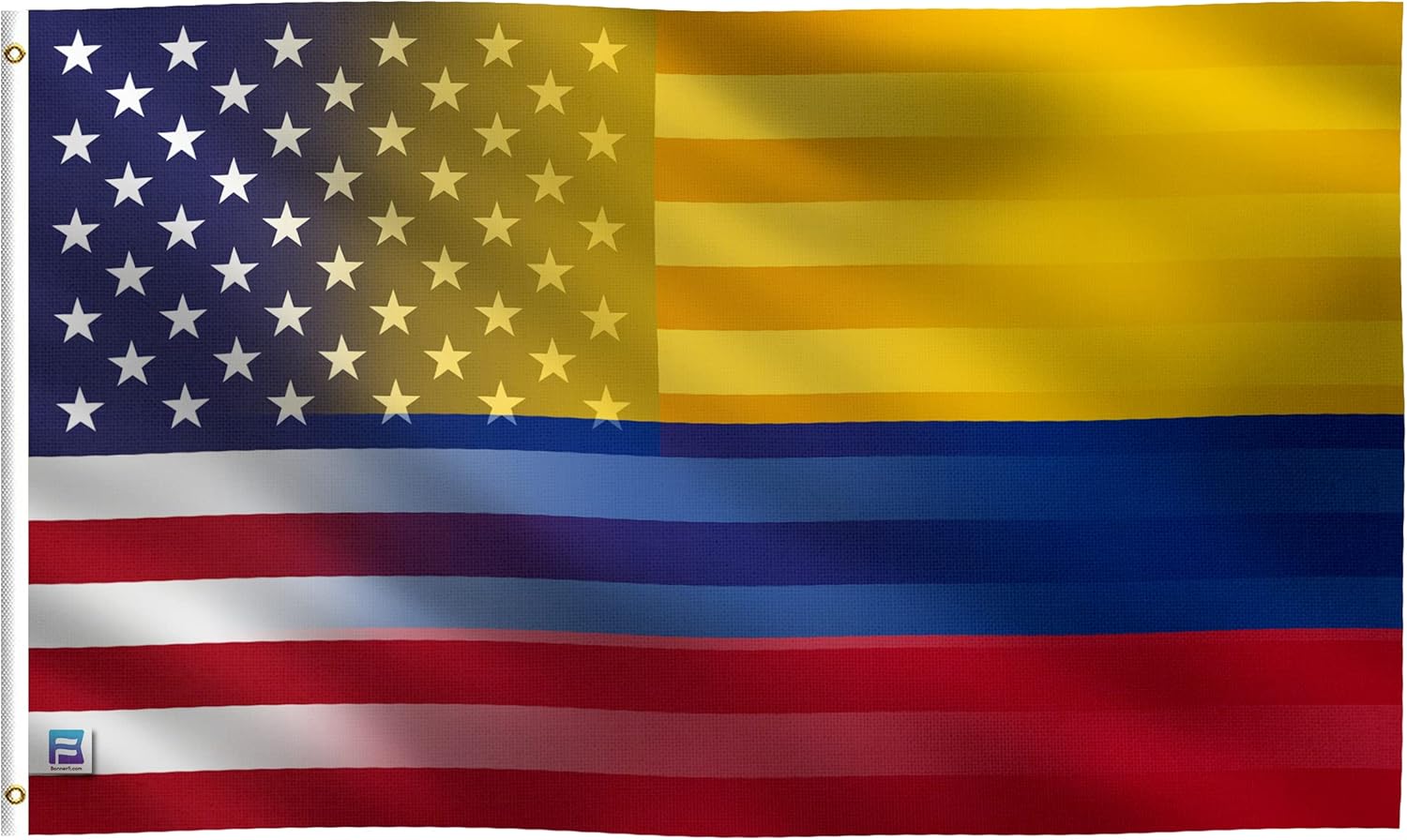 3x5 ft Colombian American Hybrid Flag: 100% Polyester Banner, Brass Grommets & Strong Canvas Header, For Use Outdoor or Indoor