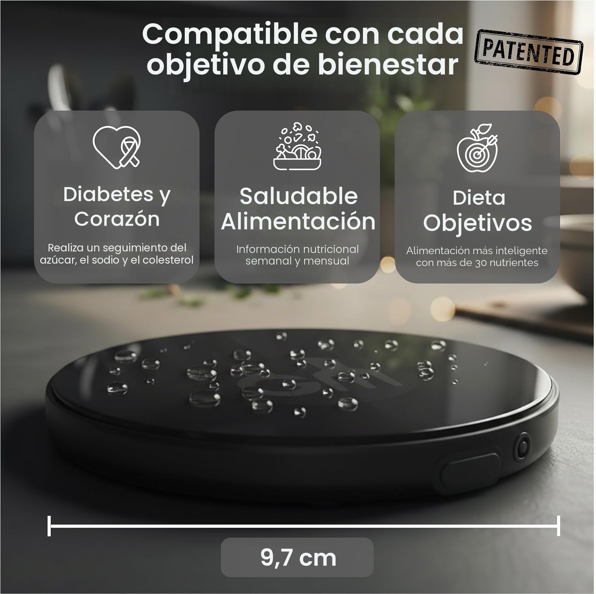 Báscula de alimentos, portátil, recargable, tamaño de viaje. Calculadora inteligente de calorías para pérdida de peso, nutrición, diabetes, preparación de comidas, dieta. Báscula digital de