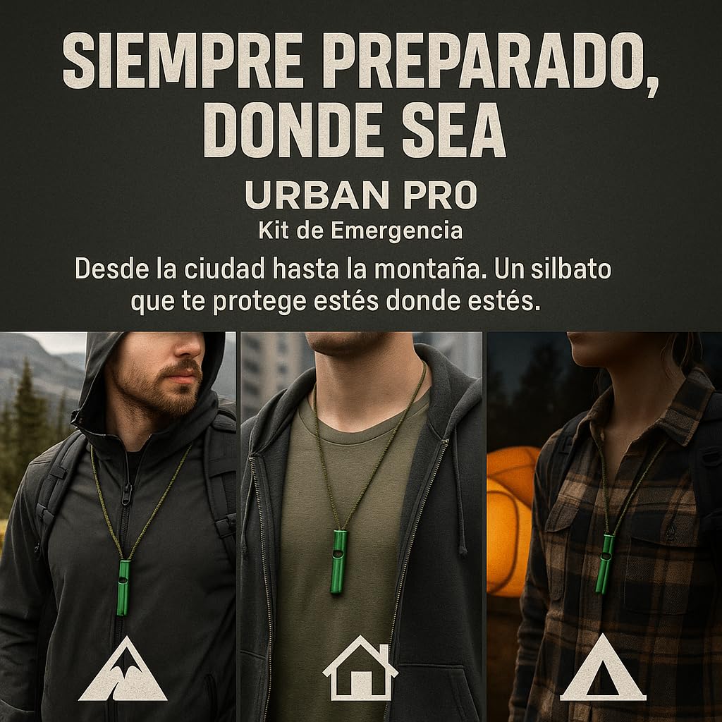 Silbato de Emergencia con Cuerda Paracord 9 Núcleos – Silbato de Supervivencia de Aluminio con Anilla para Senderismo, Montaña, Camping y Seguridad en Coche | Apito de Emergência