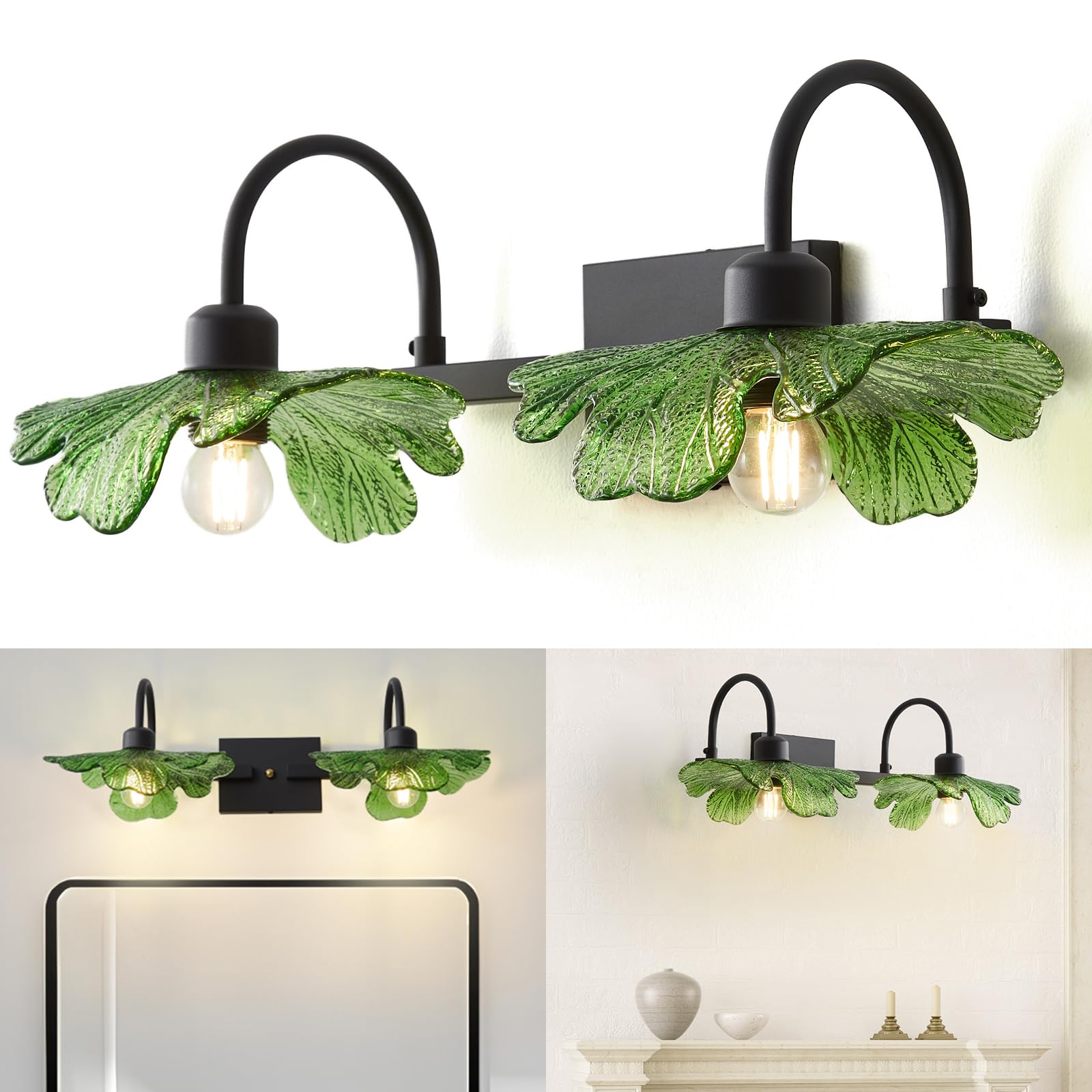 Lámpara de tocador de baño vintage para baño, lámpara de iluminación retro negra montada en la pared, aplique de pared vintage de