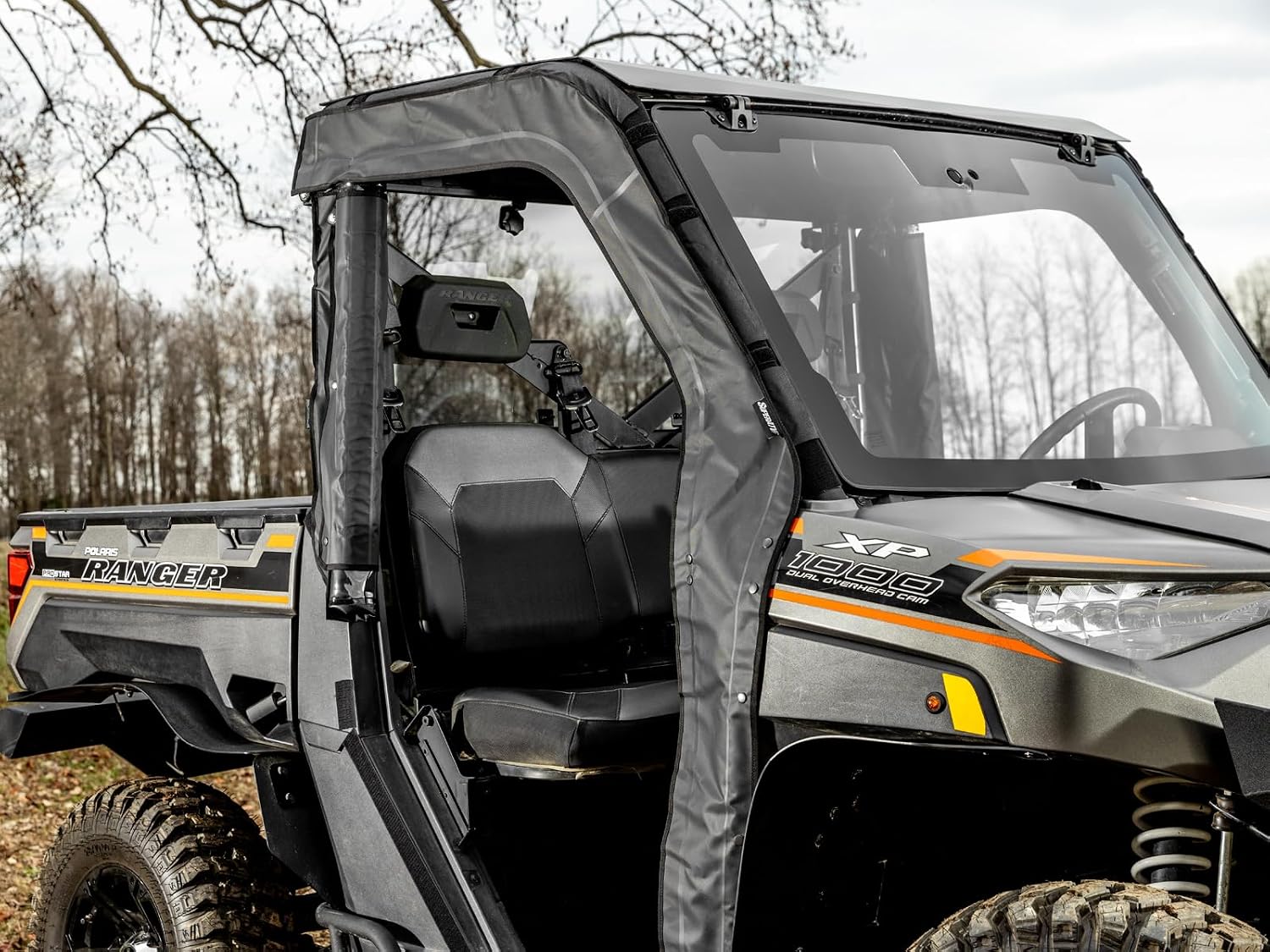 SuperATV Primal Soft Cab Enclosure Upper Doors for Polaris Ranger XP 570/900 / 1000 | 2 Upper Doors | Resistant to Tears and UV Rays | Double-Polished Vinyl Windows