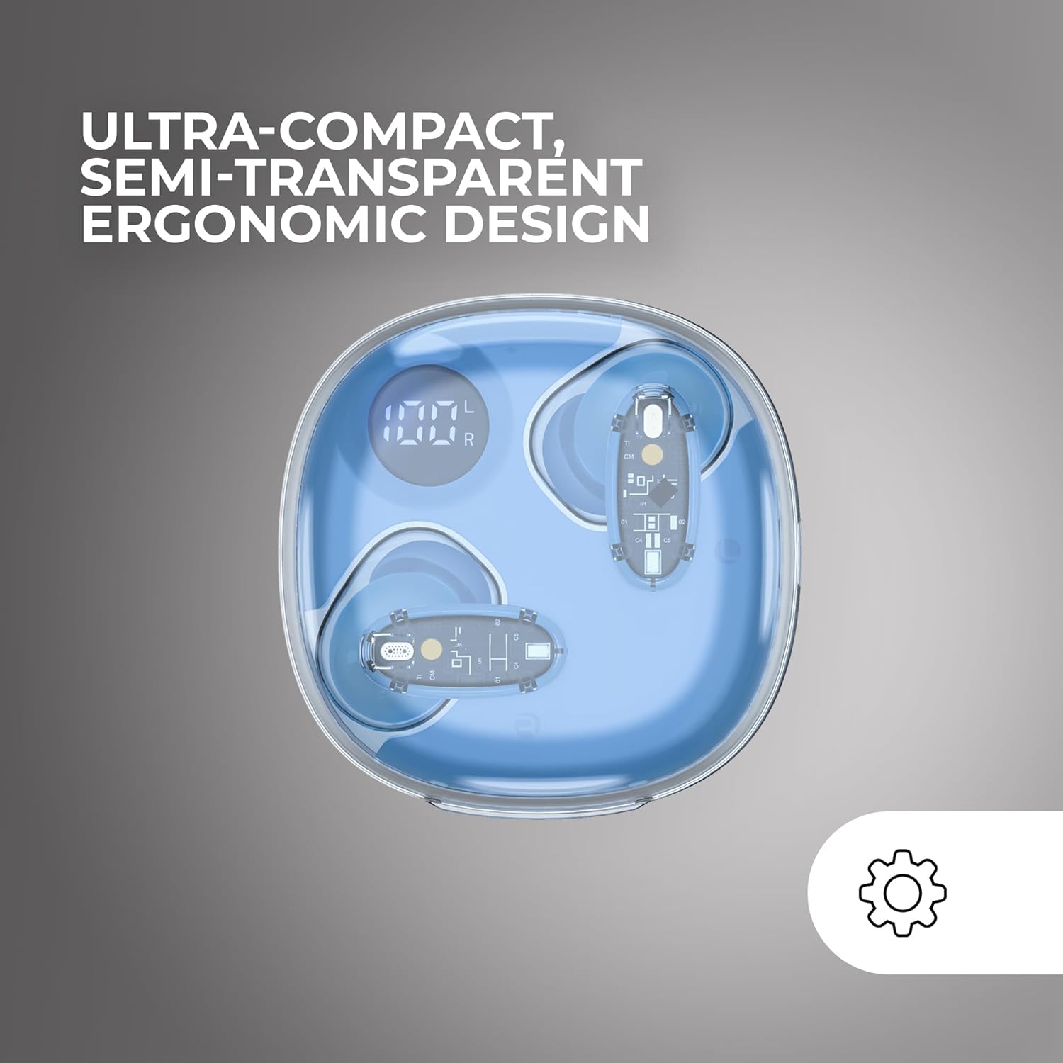 Mars Gaming MHIB2, Auriculares Bluetooth 5.4, Sonido Inmersivo, Diseño Ergonómico Semitransparente y Ultracompacto, 24 Horas Reproducción, Auriculares Inalámbricos con Estuche e Indicador LED, Azul 4