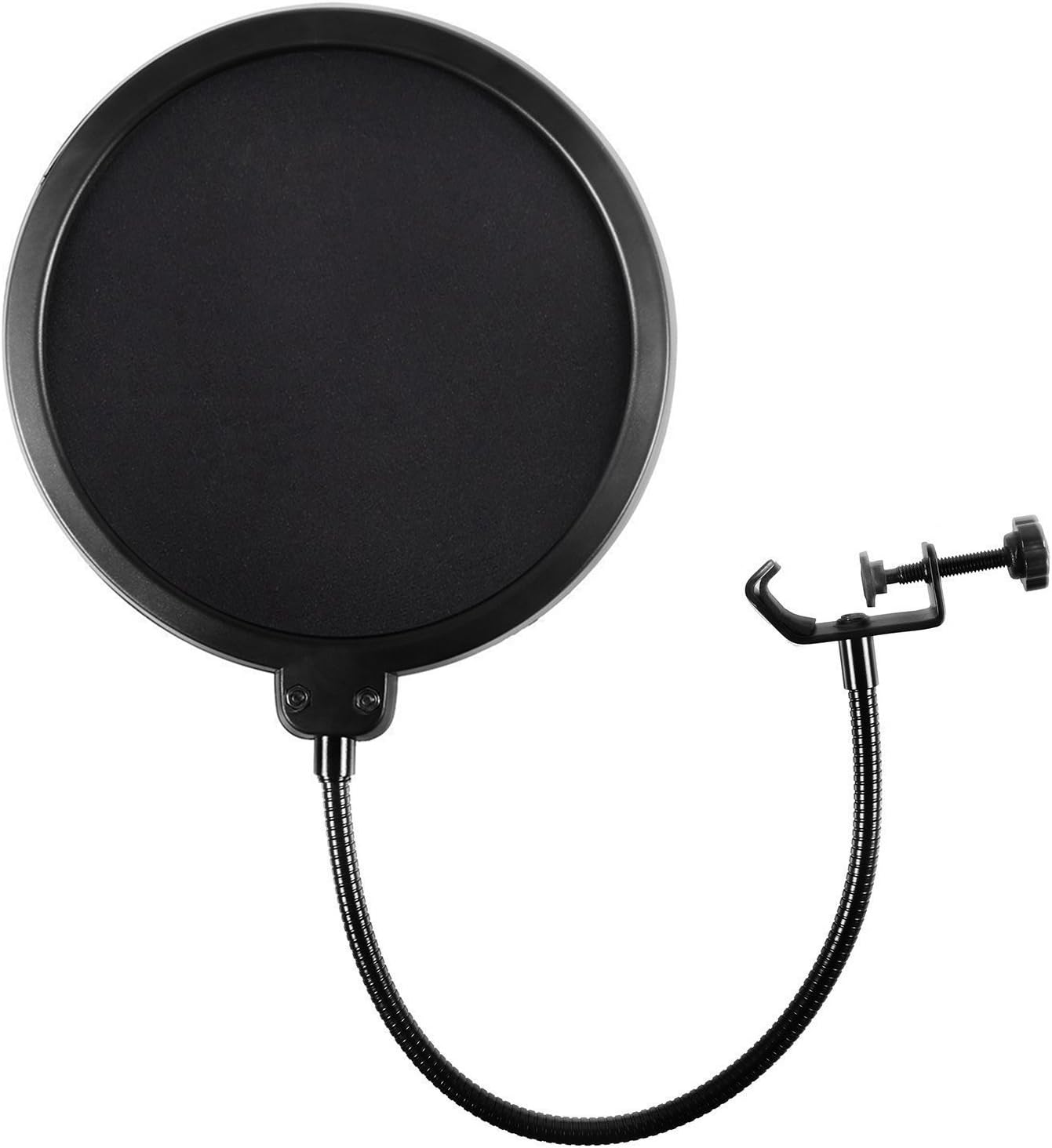 Studio Microphone Pop Filter Round Shape Mic Wind Mask Shield Screen Earamble Studio Microphone Pop Filter Round Shape Wind Mask Shield Screen with Stand Clip โฆ