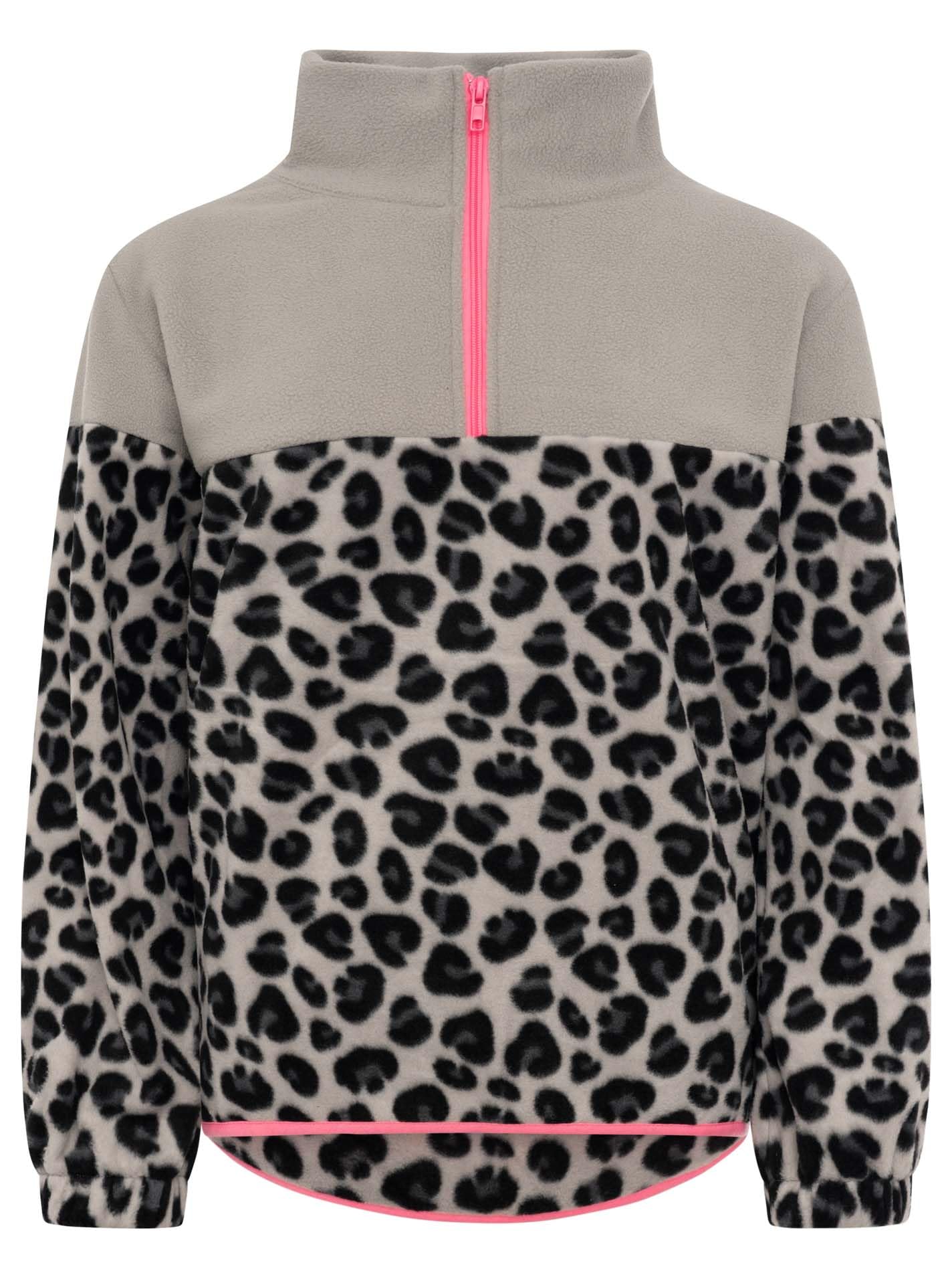 Zwillingsherz Damen Fleecetroyer Leo Classic – Fleece Pullover mit Reißverschluss, Animalprint, Warm & Weich