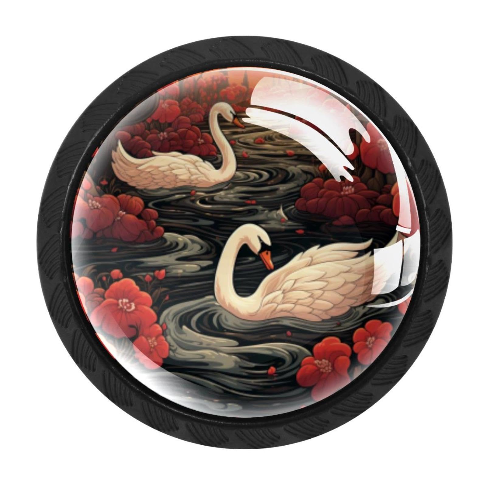Chenzzzz Multicolored 09 4 Pieces Swan Drawer Knobs, 35Mm Black Cabinet Knobs, Drawer Pulls And Knobs, Dresser Drawer Knobs, Cabinet Hardware Kitchen Cabinet Knobs
