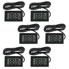 AITRIP 6-Pack TPM-10 Fahrenheit Digital Thermometer Wired for Car Greenhouse Indicator Indoor Room Freezer Refrigerator Aquarium with 1M