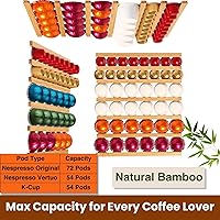 Vista 2 de Soporte para tazas K, soporte de madera para cápsulas de café, 10 piezas debajo de los gabinetes de montaje en pared vertical/horizontalmente