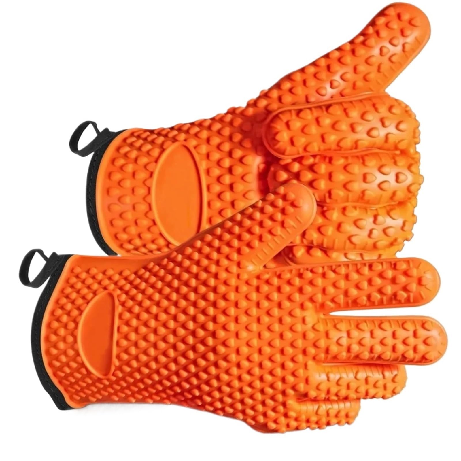Guantes Barbacoa Guantes de silicona impermeables, manoplas antideslizantes resistentes al calor for horno microondas, cocina, barbacoa, hornear, cocinar, lona, ​​costura, guantes for horno(Orange)