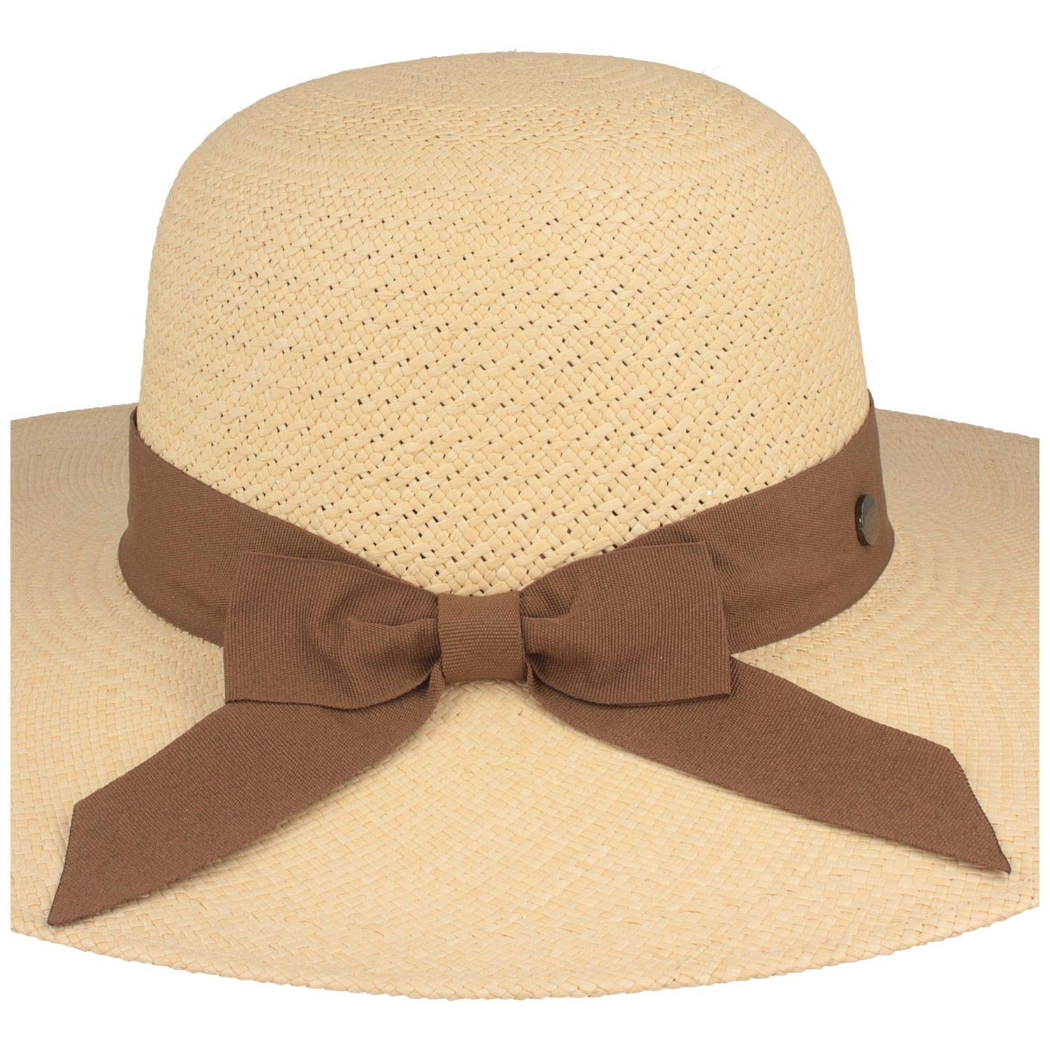Breiter Cappello Panama da Donna Cappello da Sole di Paglia Estivo Campana con Fiocco Intrecciato a Mano in Ecuador