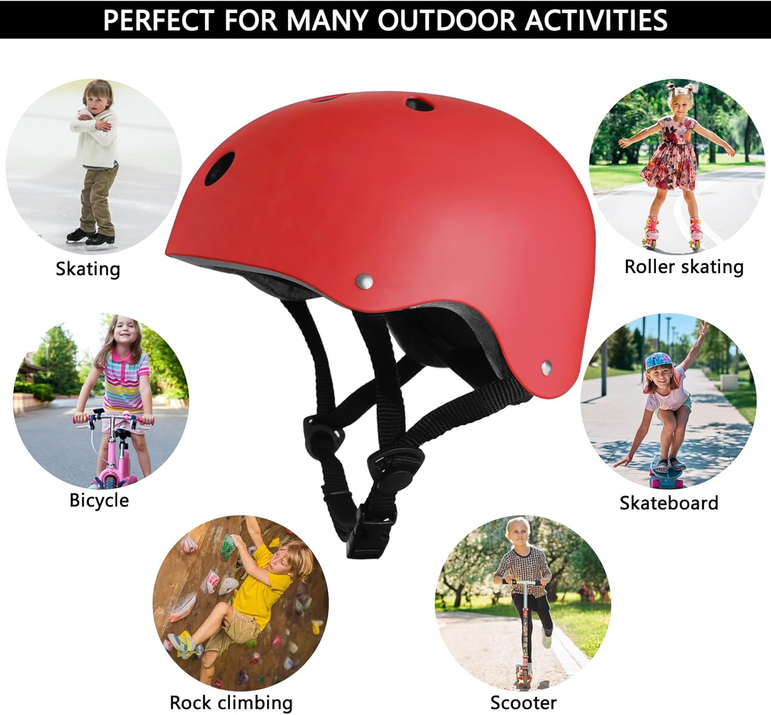 Kids Bike Helmet, Toddler Helmet for Kids Ages 3-5-8, Skateboard Helmet with Knee Elbow Wrist Pads for Boys Girls, Adjustable Protective Gear Set for Skating Bicycling Roller