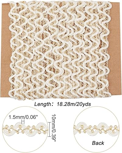 Miniatura 3 de PandaHall - Cinta de encaje de ciempiés metálico de 20 yardas, cinta de encaje de ciempiés de dos tonos, decoración de trenza dorada, cinta de