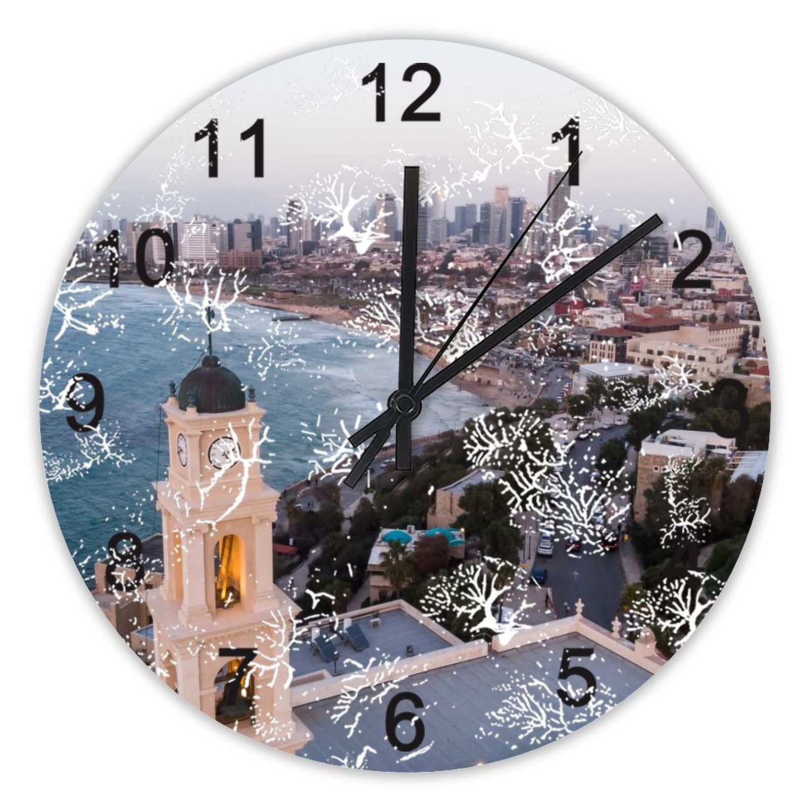 Horloge murale silencieuse de 40 cm pour cuisine et bureau au motif océan