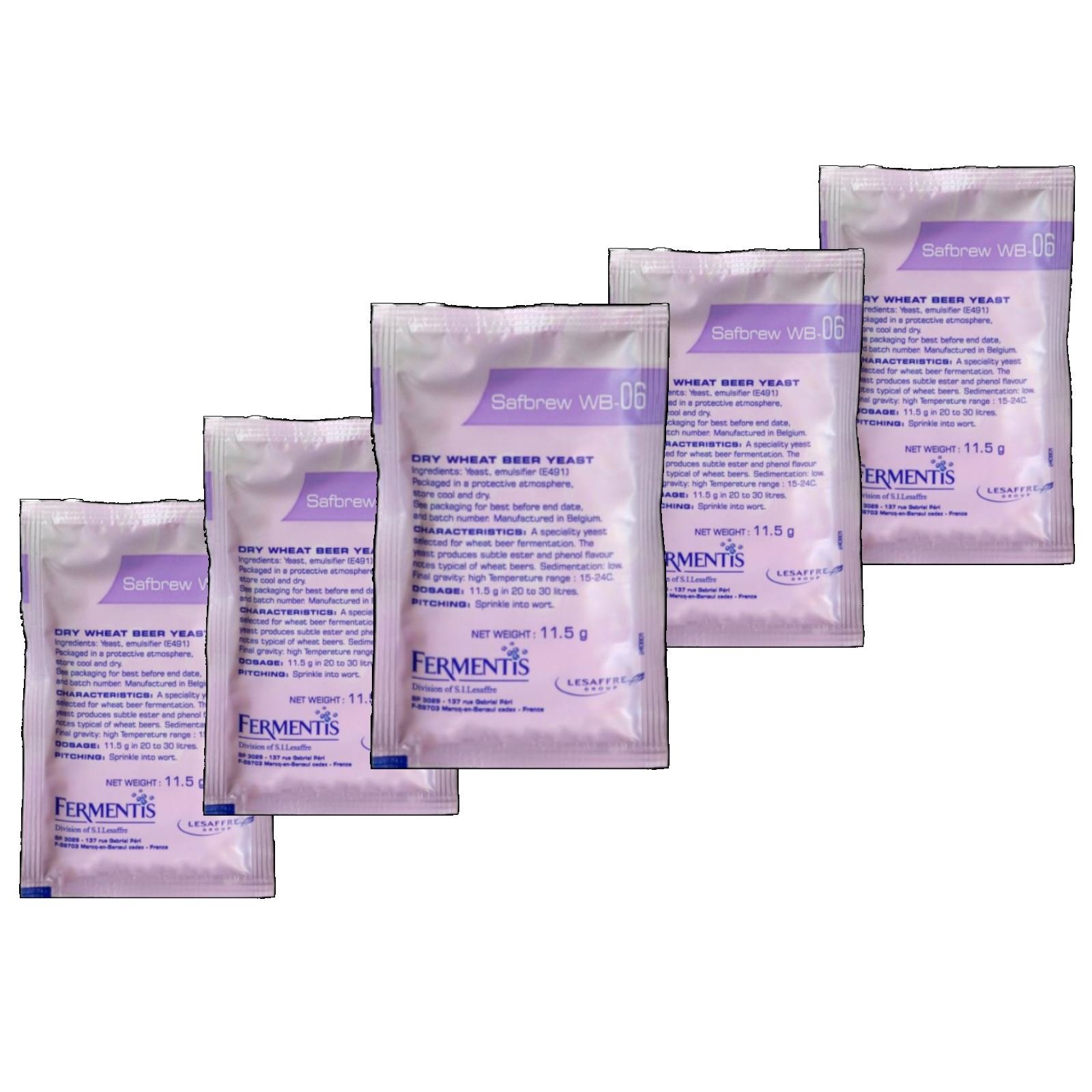 5x Fermentis Safbrew WB06 Beer Yeast German Wheat Beers 11.5g 20-30L