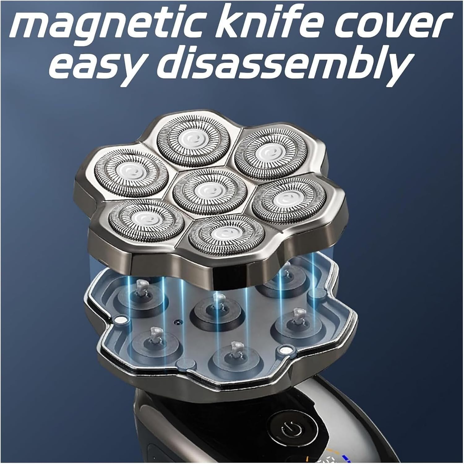 9.0 Pro Head Shaver for Bald Men - 6-in-1 Detachable Shaving System with 9D Floating Magnetic Blade Heads, IPX7 Waterproof, LED Display