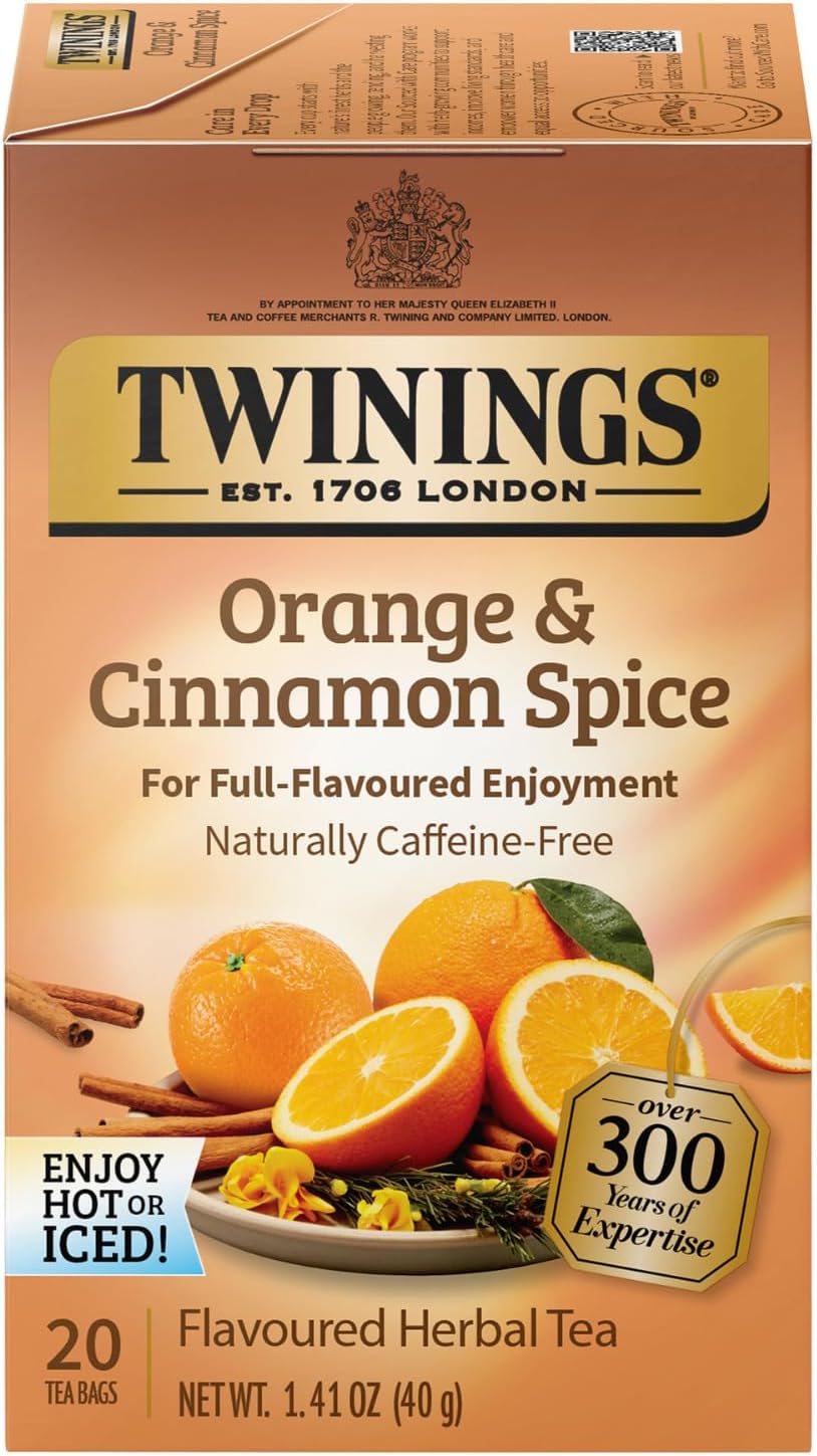 Twinings Orange & Cinnamon Spice Tea, Naturally CaffeineFree Sweet and Spicy Tea