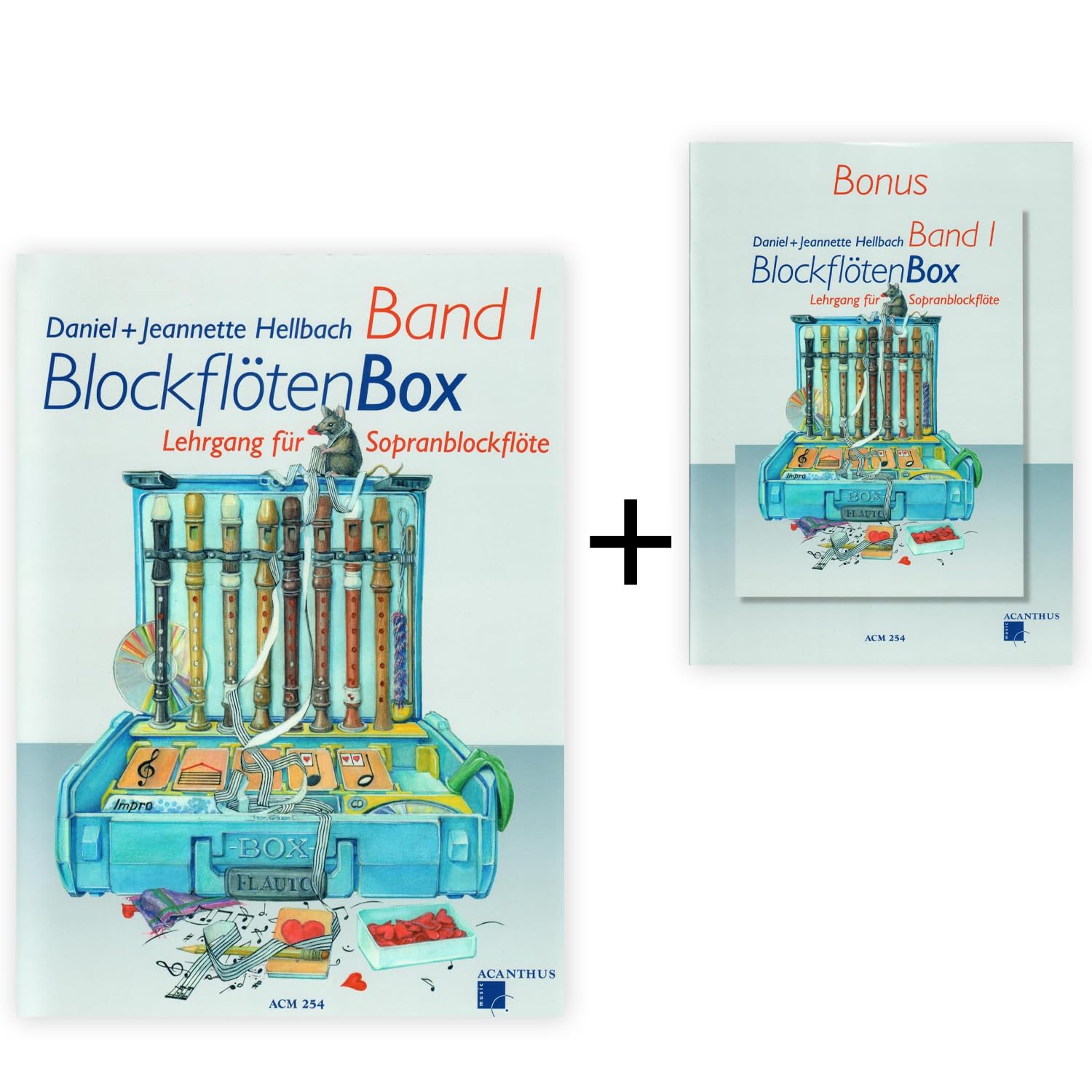 Blockflötenbox Band 1 mit 2 CDs - Sopranblockflötenlehrgang für Kinder von Daniel Hellbach - Überarbeitete und verbesserte Neuauflage - mit herzförmiger Notenklammer