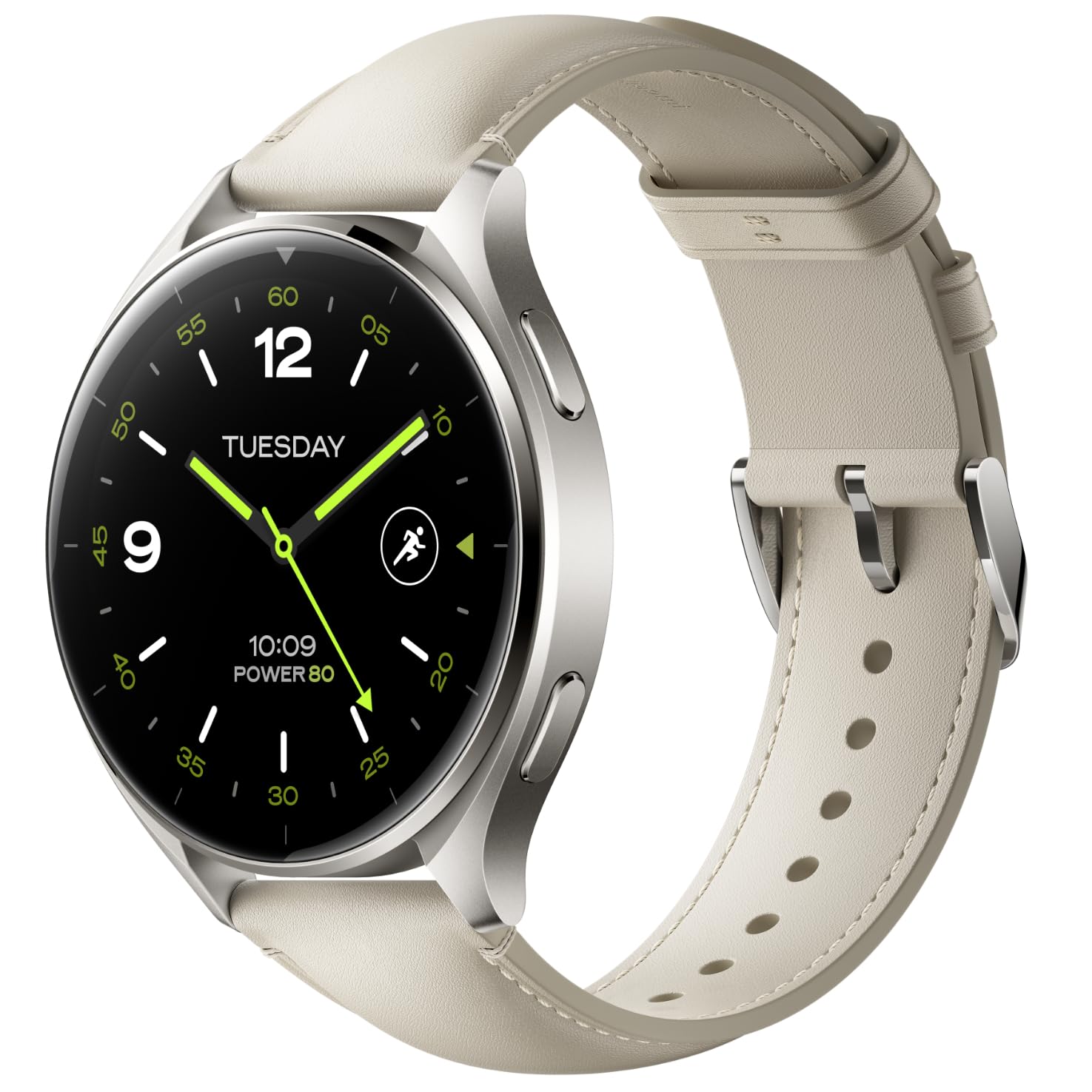 Xiaomi Watch 2 - Google WearOS Android smartwatch, Fitness Tracker, NFC Payment, 1.43 AMOLED, Advanced sleep & health monitoring, 150+ sport modes, GPS, 5ATM - Titan Gray Case With White Leather Strap