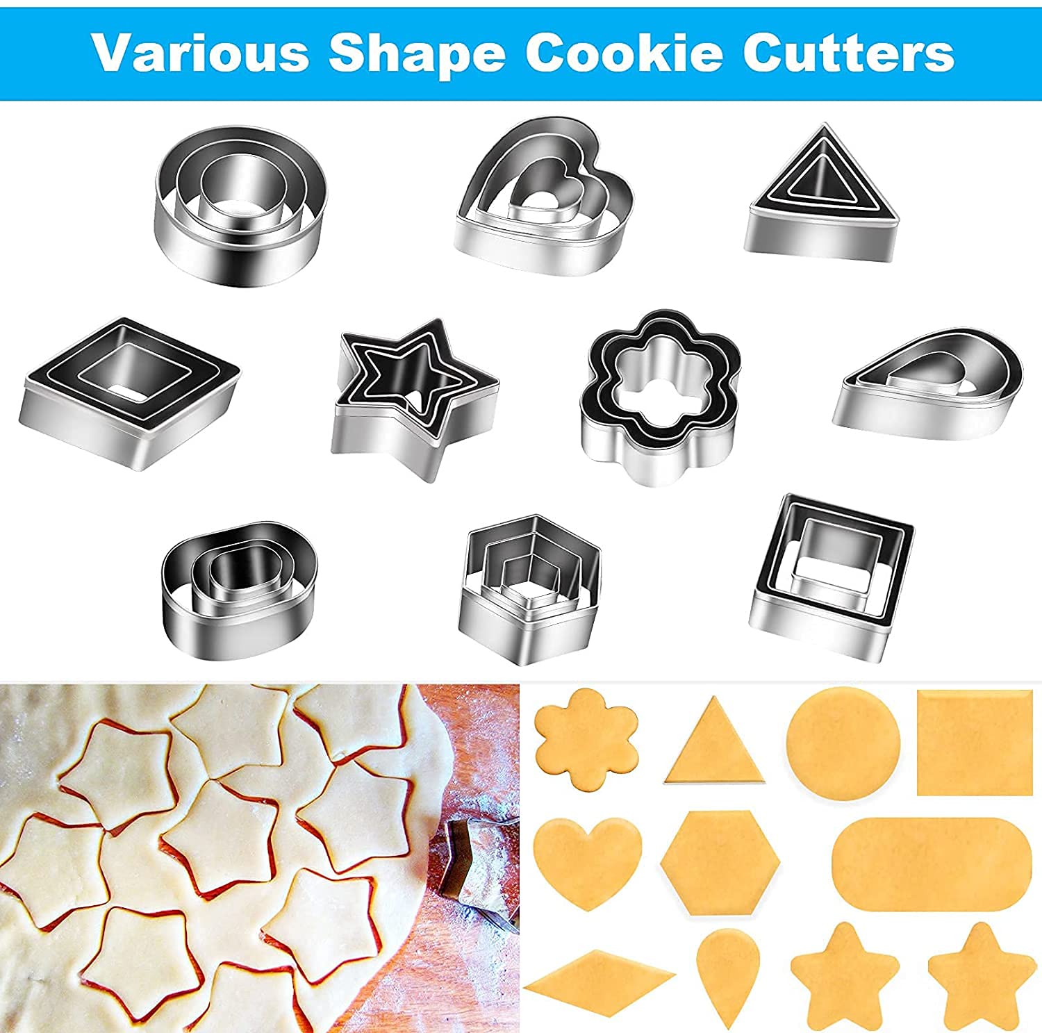 Lot De 30 Emporte-pièces Géométriques En Acier Inoxydable - Moules à Biscuits Et Sablés Pour Pâtisserie