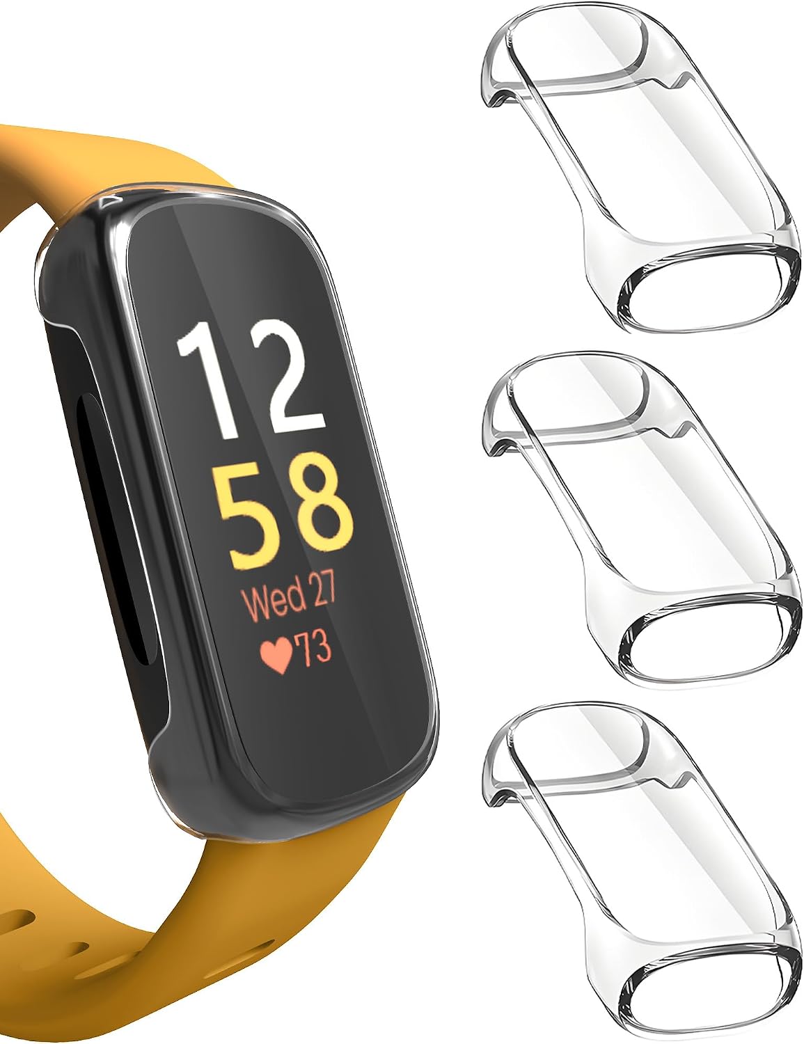 Sinoacc 3 Pack for Fitbit Inspire 3 Screen Protector Case, Soft Flexible TPU Screen Protector Full Coverage Protection Lightweight Scratch-Resistant Cover for Inspire 3 Health & Fitness Tracker, Clear