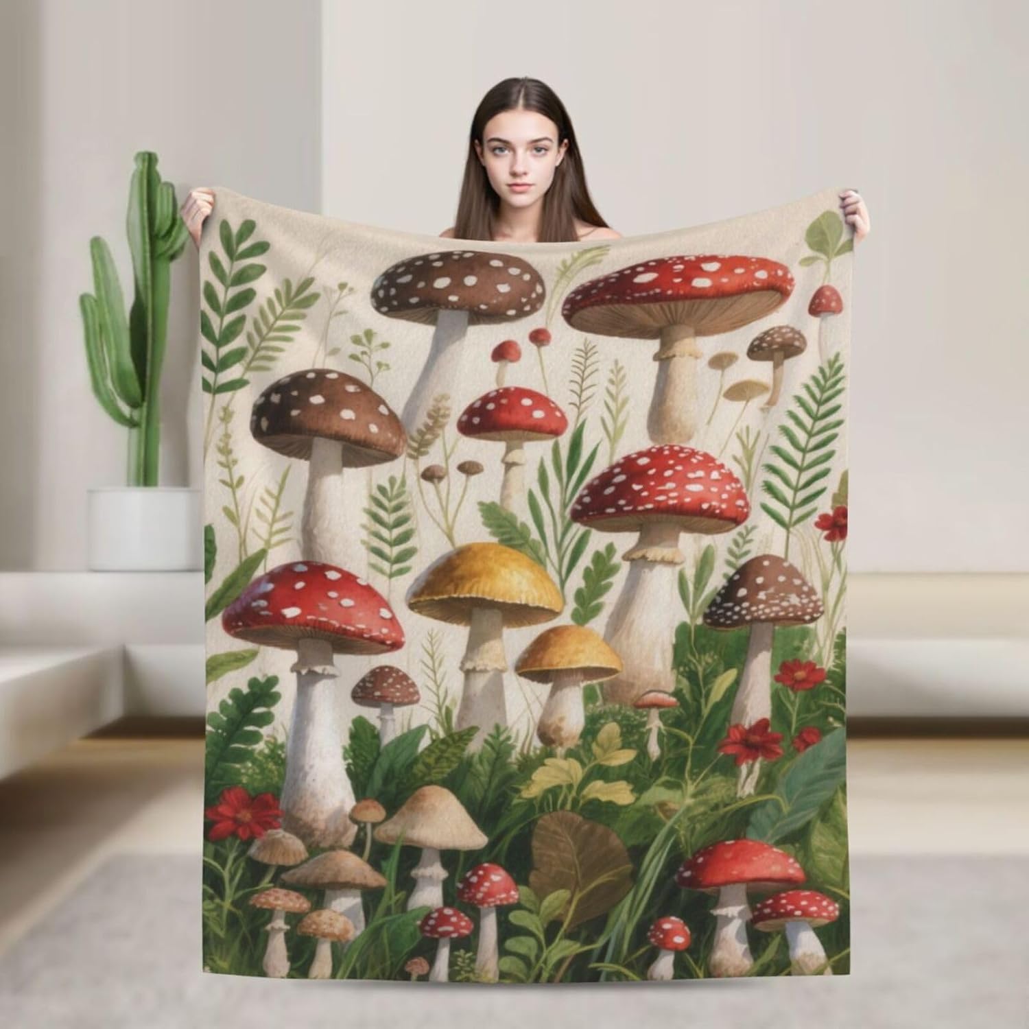 Vintage Mushroom Blanket Forest Mushroom Soft Cozy Throw Blanket Floral Super Plush Warm Stuff Lightweight Fleece Flannel Blankets Gifts for Women Girls Kids Adults 50"X40" - Image 8