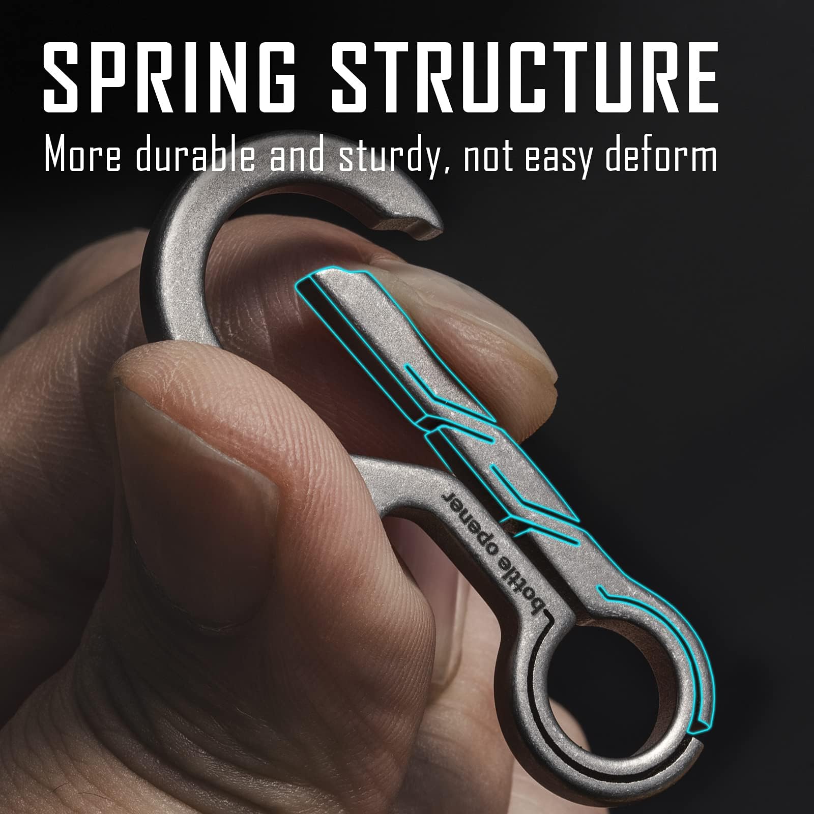 KeyUnity KM01 Titanium Carabiner Keychain Clip Quick Release EDC Key Holder Organizer with Keyring, Km01 (Stonewashed) - Image 4