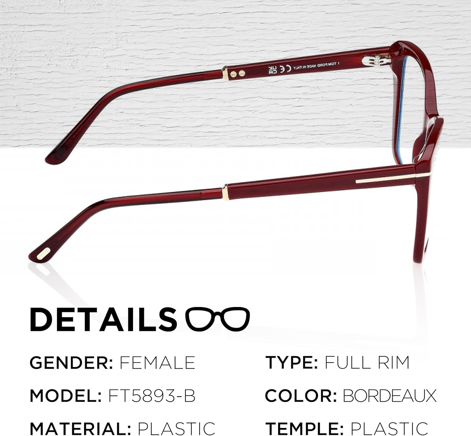 Tom Ford FT5893-B Butterfly Shape Eyeglass Frame + Bundle With eSHADES Eyewear Cleaning Kit - Image 2