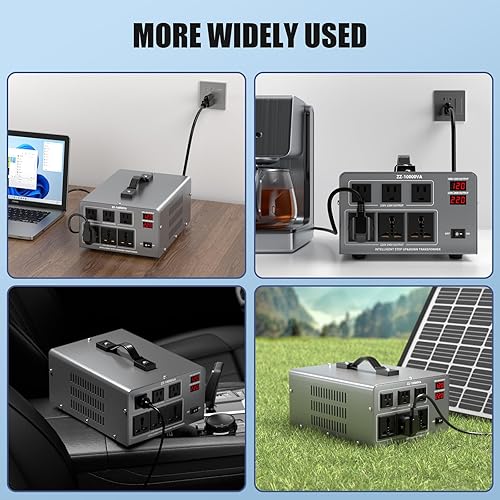 Miniatura 7 de Convertidor de voltaje de 10000 W, transformador automático de 110120220240 V de alta resistencia con 3 salidas de EE. UU., 3 salidas universales,