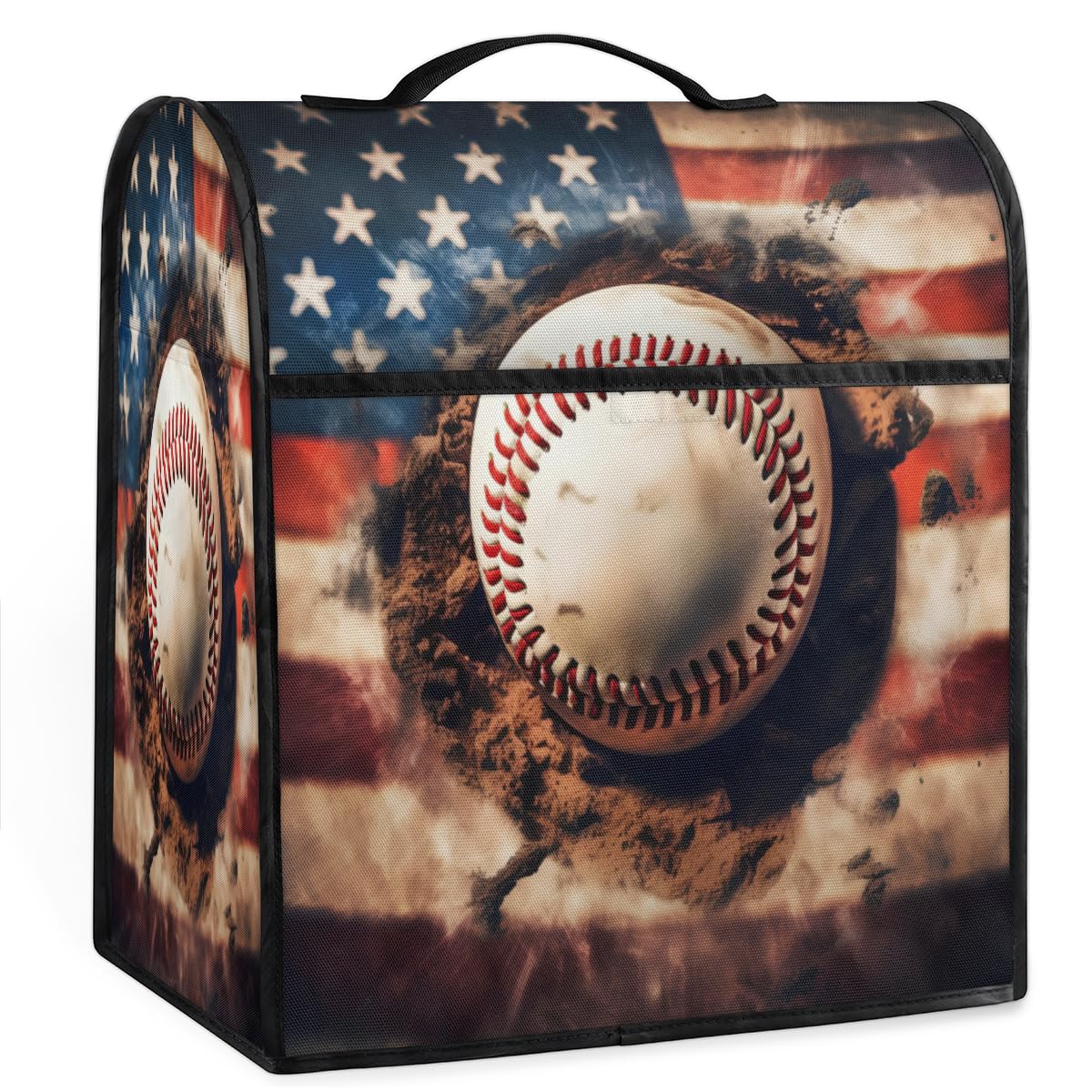 Coffee Maker Cover American Flag Baseball Pattern Kitchen Appliance Covers Small Appliance Covers Blender Cover Juicer Cover Dust Covers for Kitchen Appliances with Top Handle and Pockets,C856