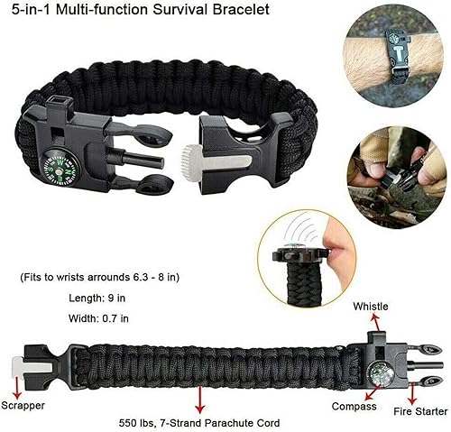 Miniatura 5 de HongK - Equipo al aire libre Survival Kit 8 en 1 Herramientas de emergencia plegables portátiles militares Camping táctico al aire libre Desastre