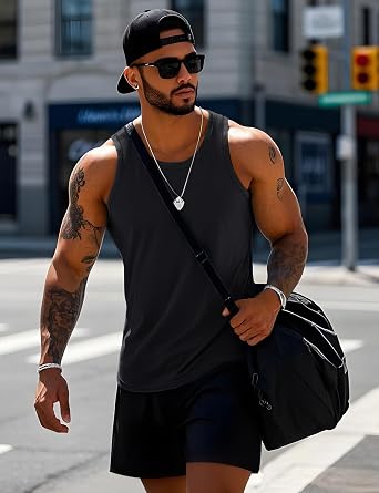 MAGCOMSEN Mens Workout Tank Tops Muscle Athletic Gym Cotton Undershirt Sleeveless Shirts