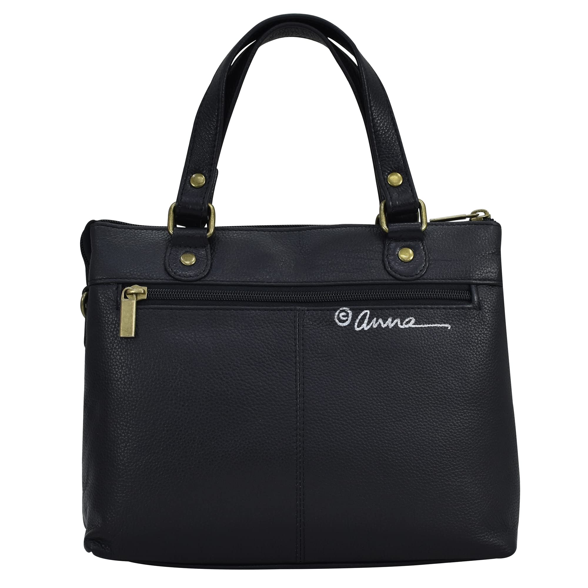 Anna by Anuschka Women's Hand Painted Genuine Leather Twin Zippered Crossbody - Tropical Dreams Black