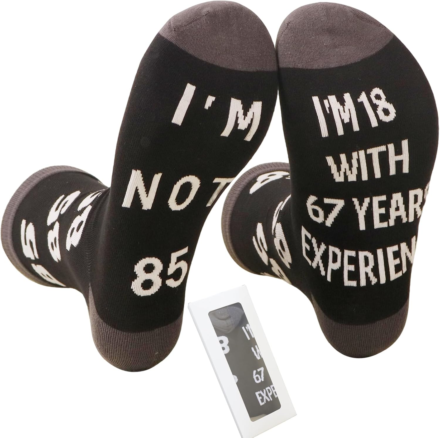 Stitched Novelty Funny Socks for Dad husband Father, 55th 65th 75th 85th Birthday Gifts for Men