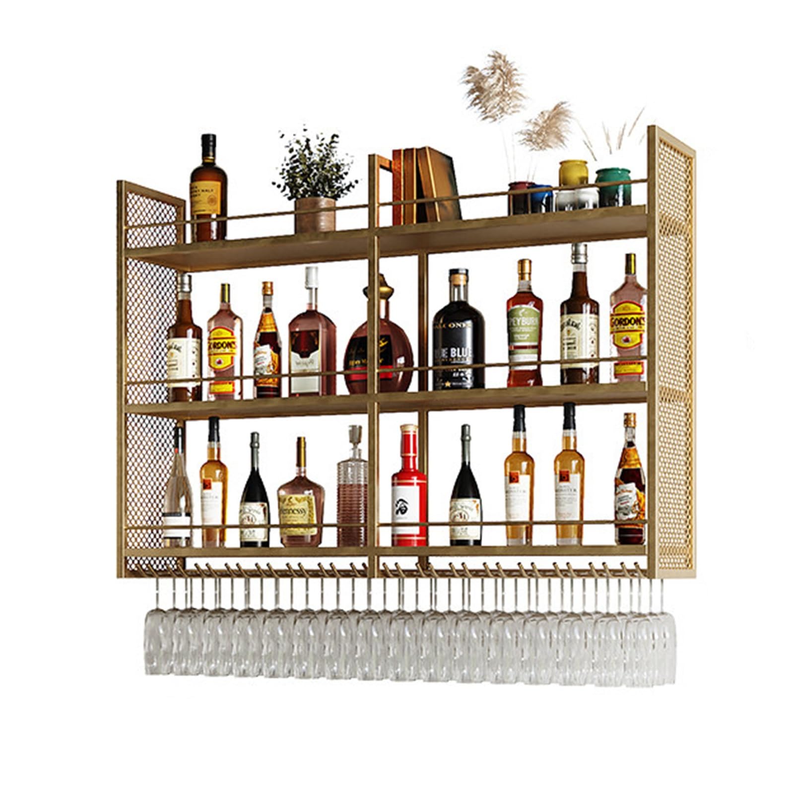 YXLLGS Wall Mounted Wine Rack, 3-Tier Liquor Bottle Display Shelf