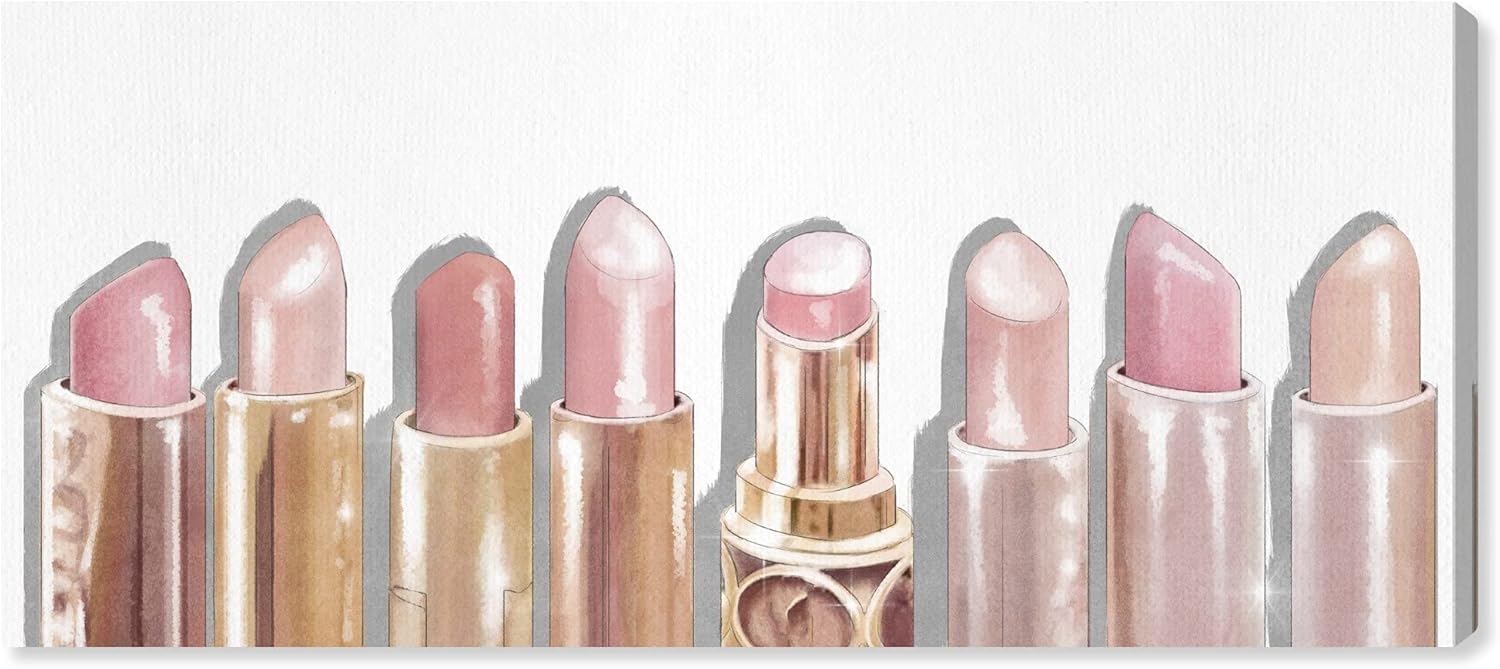 The Oliver Gal Artist 'Lipstick Shades' Fashion and Glam Wall Art Canvas Print - Pink, Gold 54 x 20